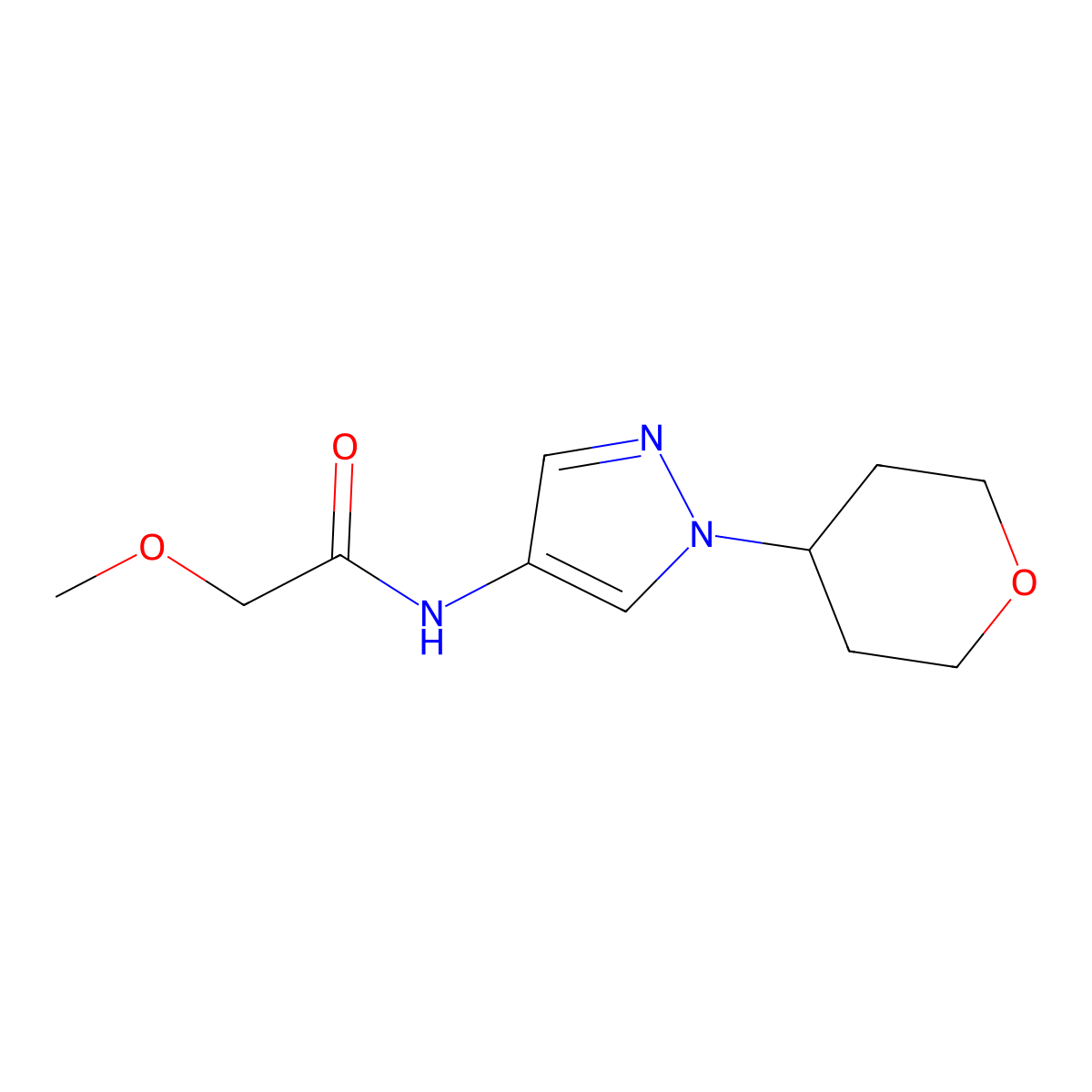 2-methoxy-N-(1-(tetrahydro-2H-pyran-4-yl)-1H-pyrazol-4-yl)acetamide molecular structure, CAS 1797551-59-7