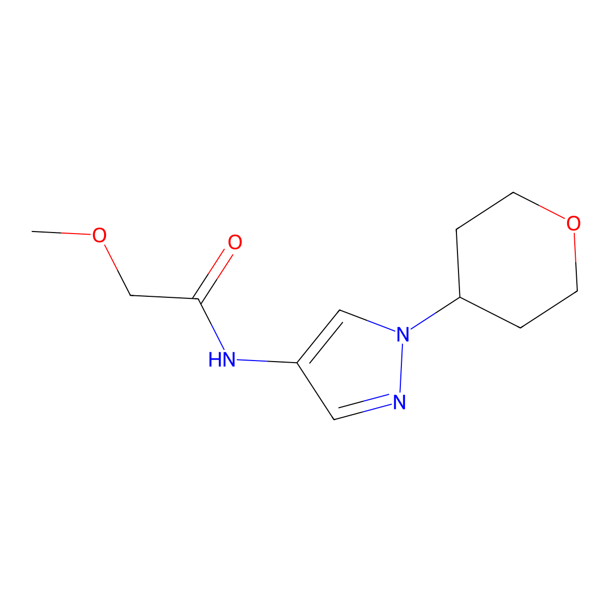 2-methoxy-N-(1-(tetrahydro-2H-pyran-4-yl)-1H-pyrazol-4-yl)acetamide molecular structure, CAS 1797551-59-7