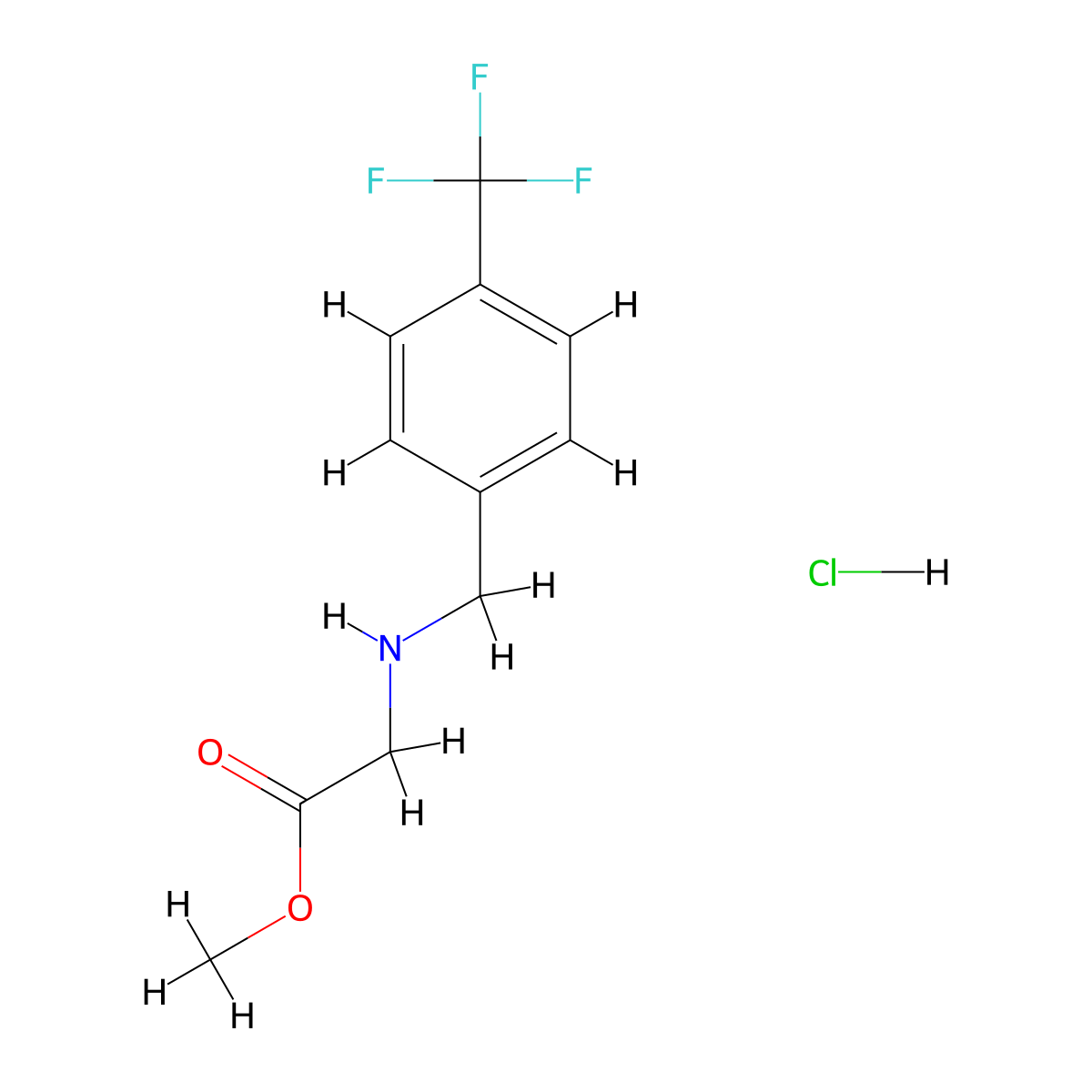 Methyl 2-({[4-(trifluoromethyl)phenyl]methyl}amino)acetate hydrochloride molecular structure, CAS 1797551-79-1