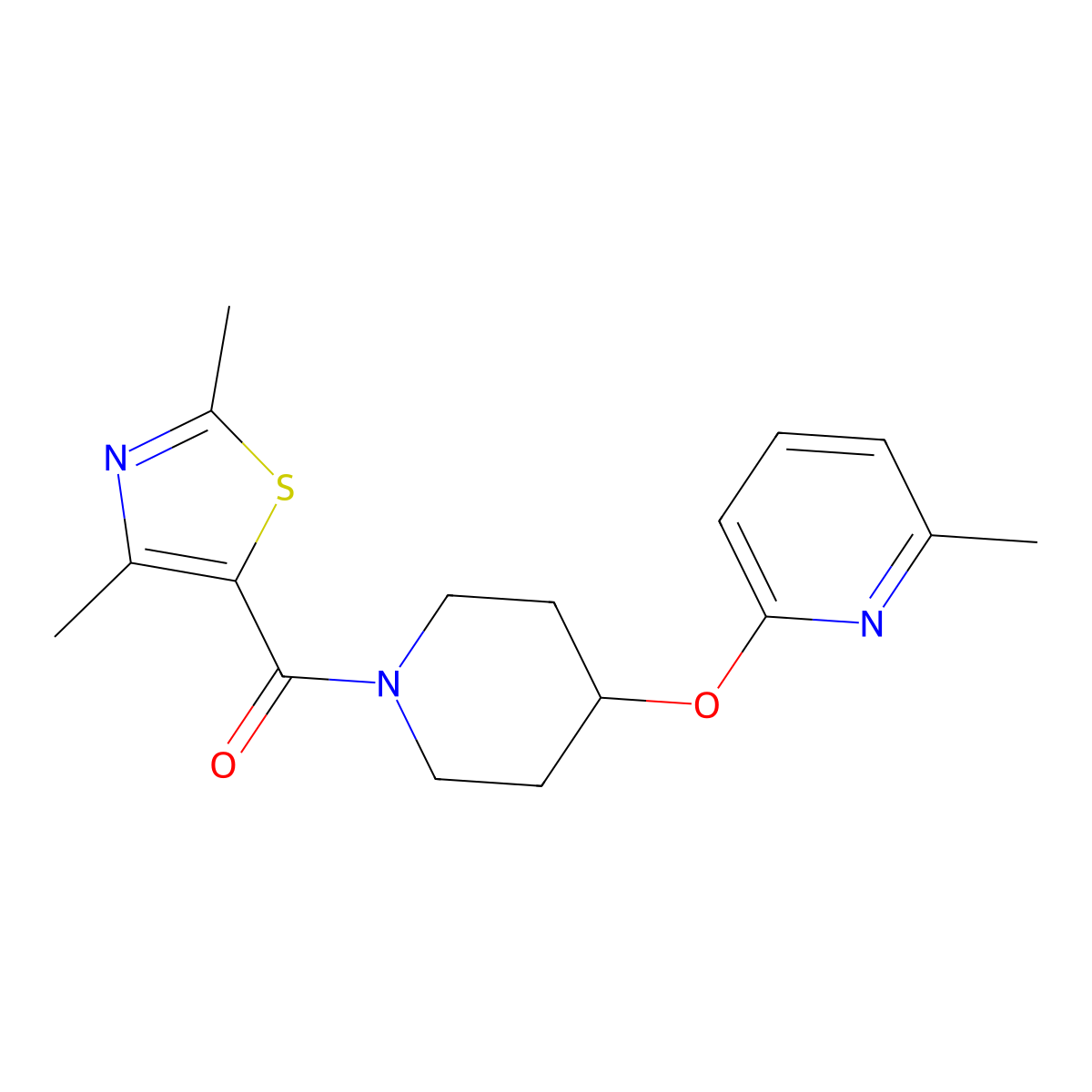 2-{[1-(2,4-Dimethyl-1,3-thiazole-5-carbonyl)piperidin-4-yl]oxy}-6-methylpyridine molecular structure, CAS 1797552-30-7