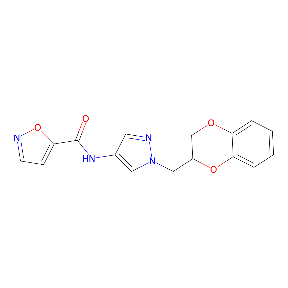 N-(1-((2,3-dihydrobenzo[b][1,4]dioxin-2-yl)methyl)-1H-pyrazol-4-yl)isoxazole-5-carboxamide molecular structure, CAS 1797552-84-1