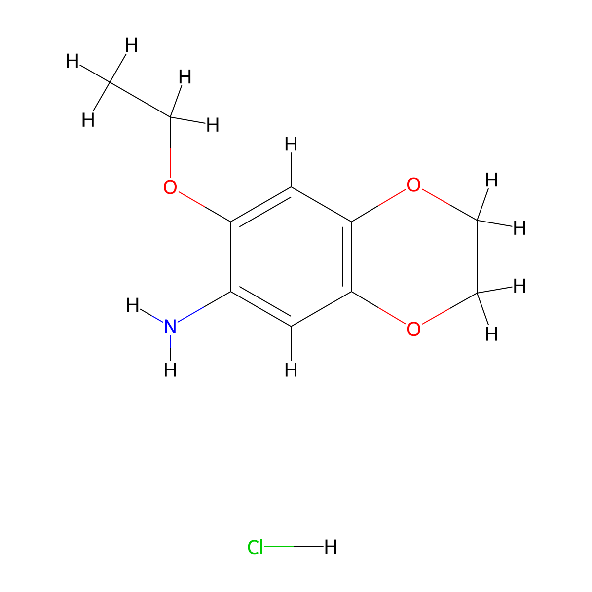 7-Ethoxy-2,3-dihydro-1,4-benzodioxin-6-amine hydrochloride molecular structure, CAS 1797553-06-0