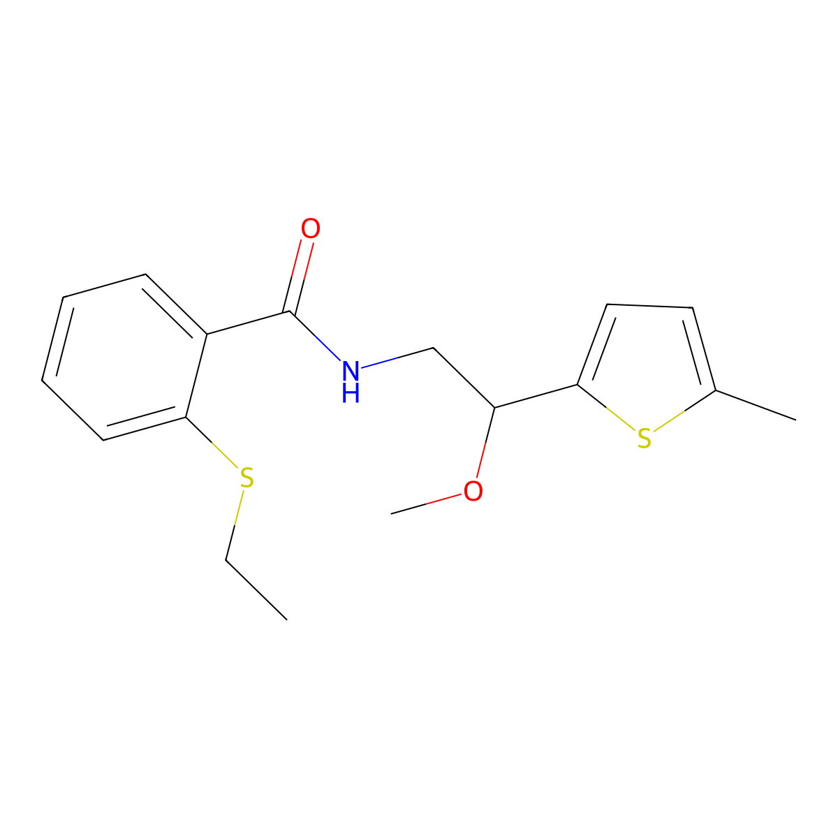 2-(ethylthio)-N-(2-methoxy-2-(5-methylthiophen-2-yl)ethyl)benzamide molecular structure, CAS 1797553-82-2