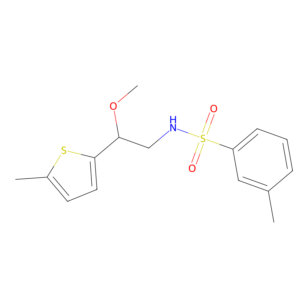 N-(2-methoxy-2-(5-methylthiophen-2-yl)ethyl)-3-methylbenzenesulfonamide molecular structure, CAS 1797554-26-7