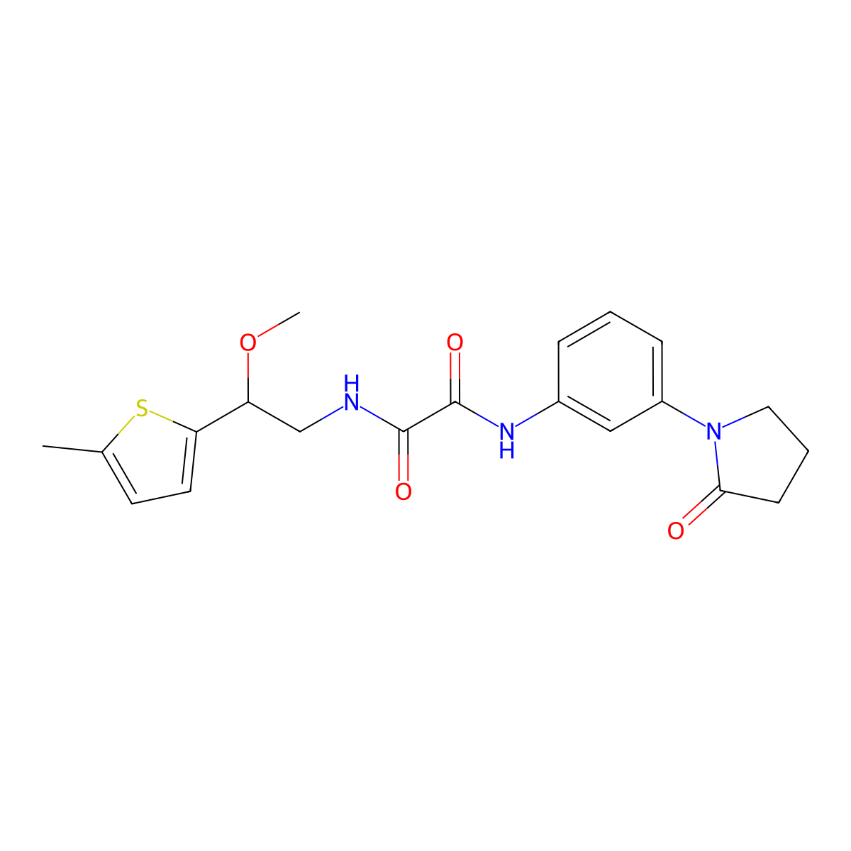 N1-(2-methoxy-2-(5-methylthiophen-2-yl)ethyl)-N2-(3-(2-oxopyrrolidin-1-yl)phenyl)oxalamide molecular structure, CAS 1797554-38-1