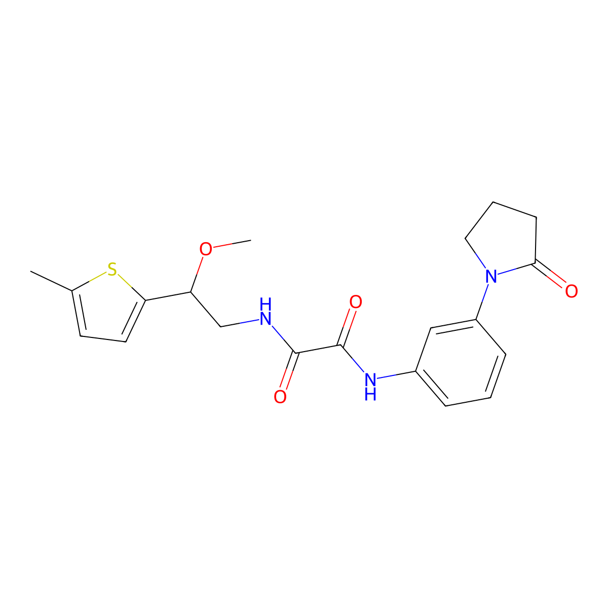 N1-(2-methoxy-2-(5-methylthiophen-2-yl)ethyl)-N2-(3-(2-oxopyrrolidin-1-yl)phenyl)oxalamide molecular structure, CAS 1797554-38-1