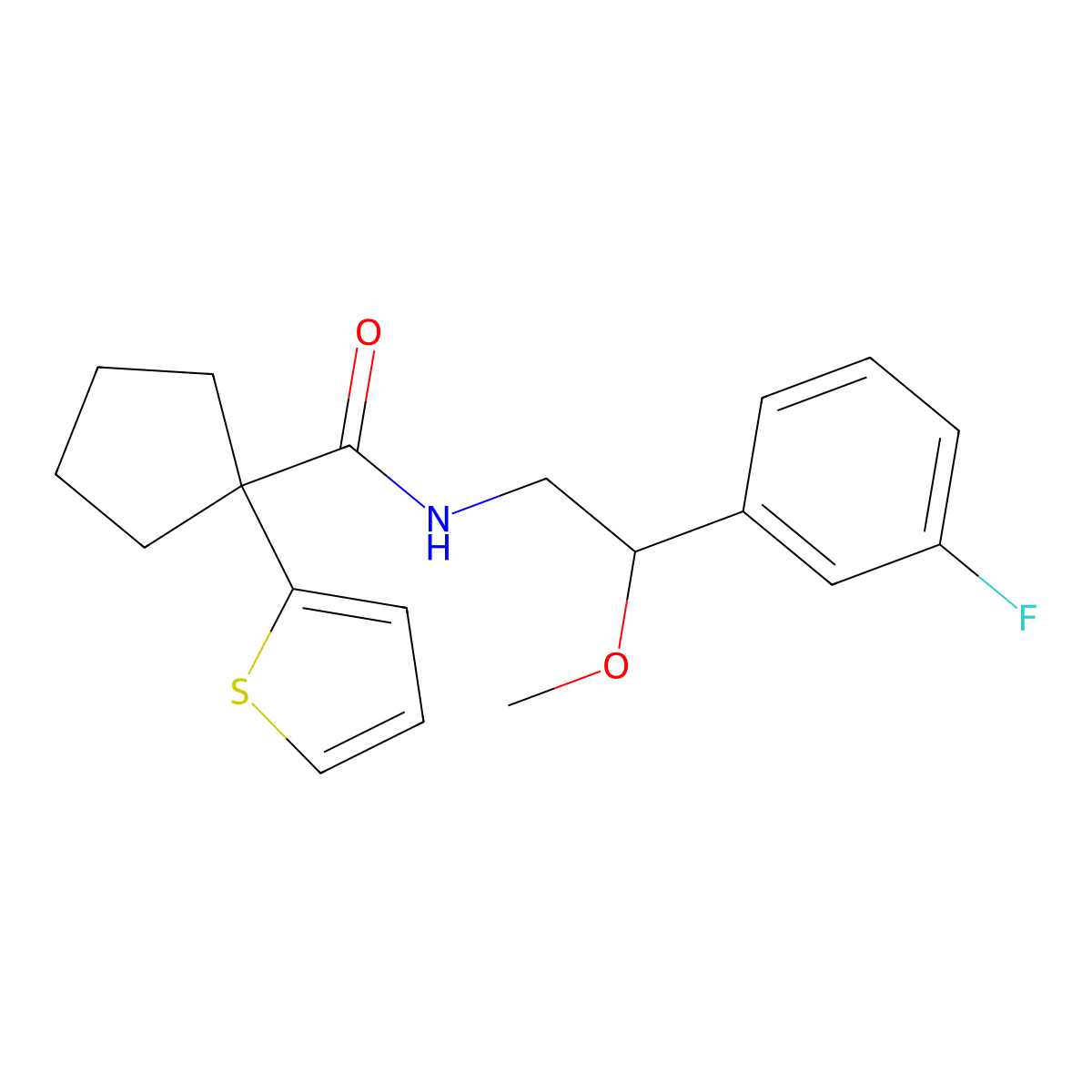 N-(2-(3-fluorophenyl)-2-methoxyethyl)-1-(thiophen-2-yl)cyclopentanecarboxamide molecular structure, CAS 1797554-97-2