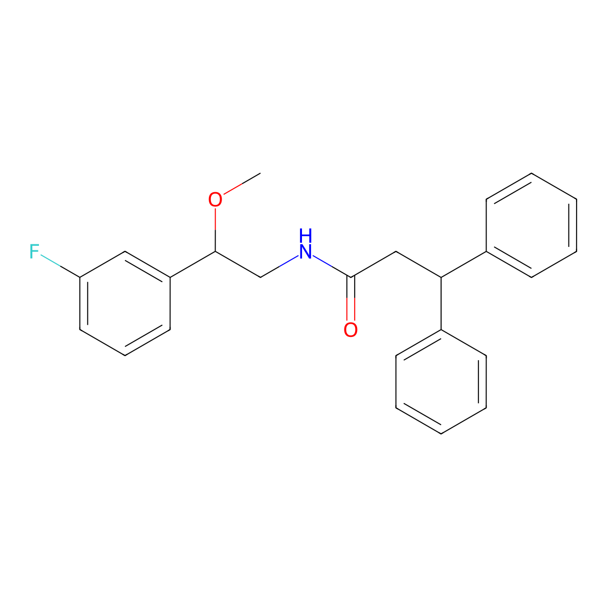 N-[2-(3-fluorophenyl)-2-methoxyethyl]-3,3-diphenylpropanamide molecular structure, CAS 1797555-05-5