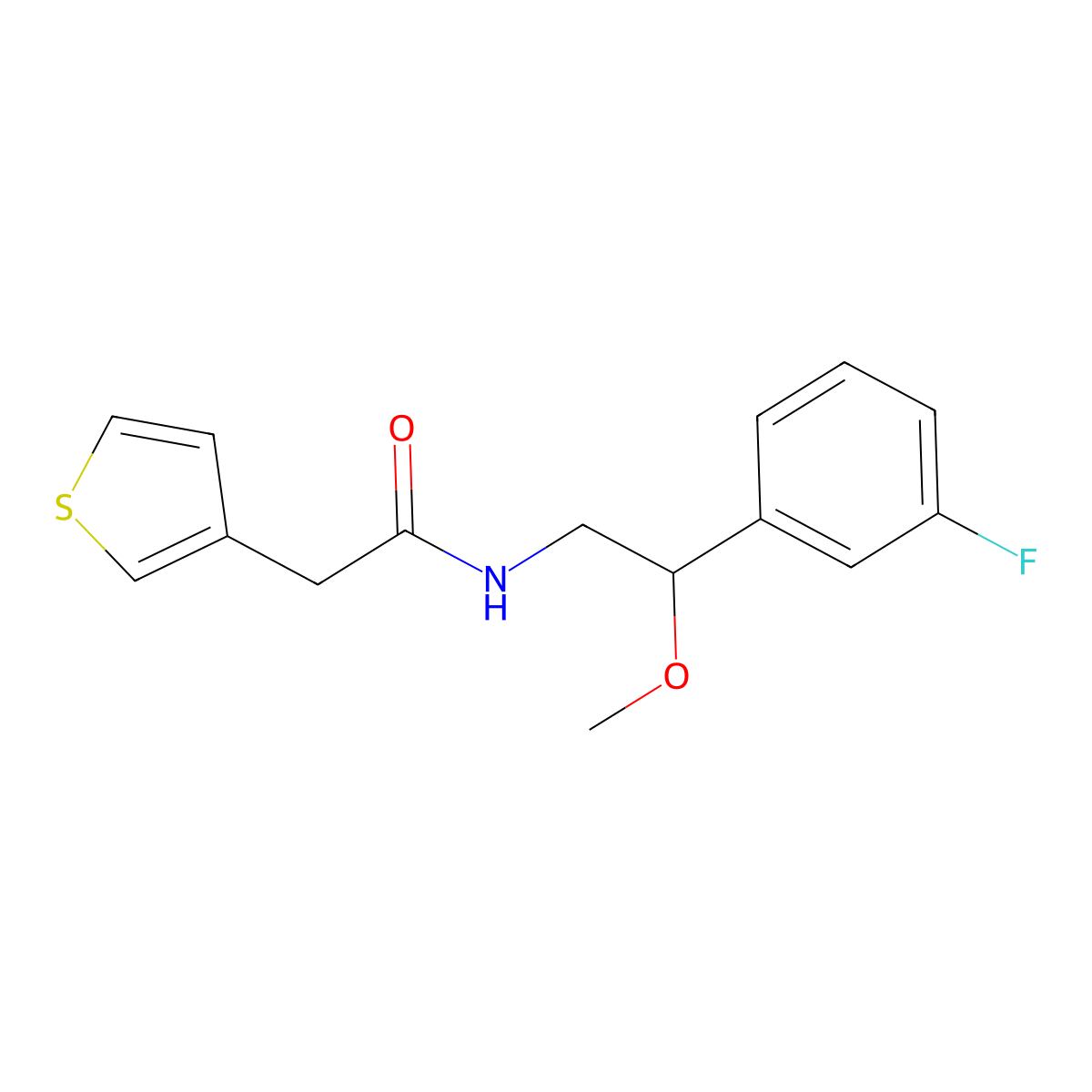N-(2-(3-fluorophenyl)-2-methoxyethyl)-2-(thiophen-3-yl)acetamide molecular structure, CAS 1797555-14-6