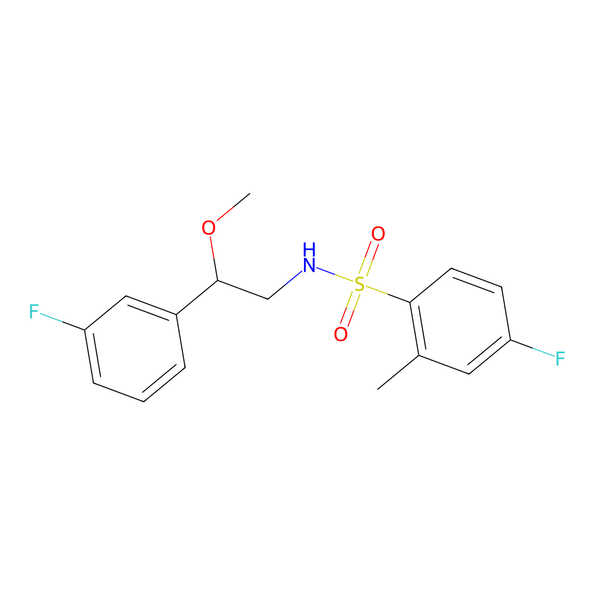 4-fluoro-N-(2-(3-fluorophenyl)-2-methoxyethyl)-2-methylbenzenesulfonamide molecular structure, CAS 1797555-26-0
