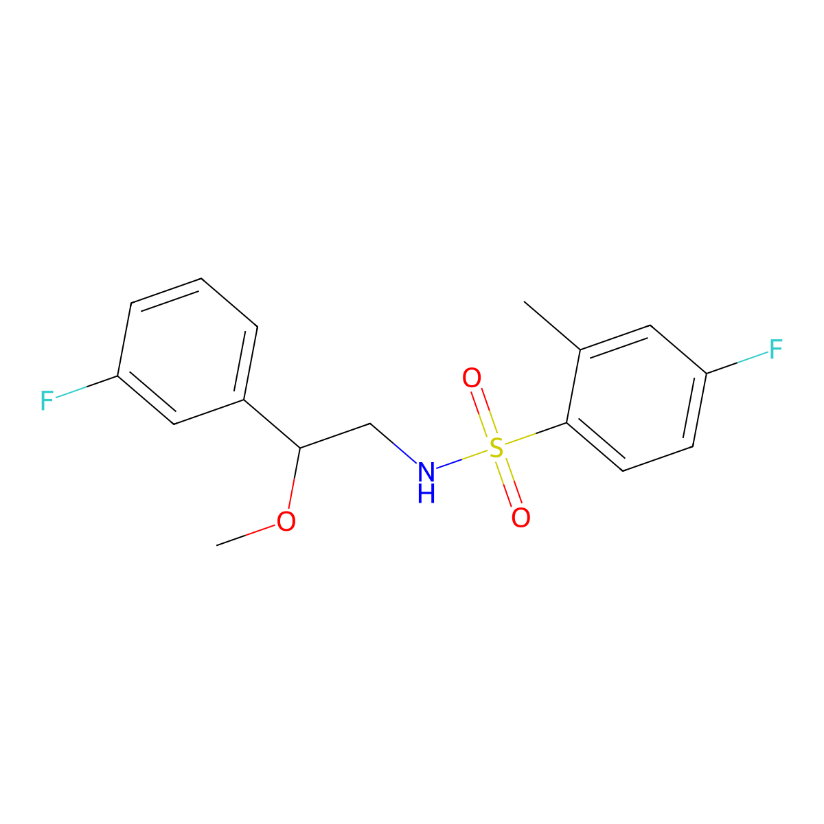 4-fluoro-N-(2-(3-fluorophenyl)-2-methoxyethyl)-2-methylbenzenesulfonamide molecular structure, CAS 1797555-26-0