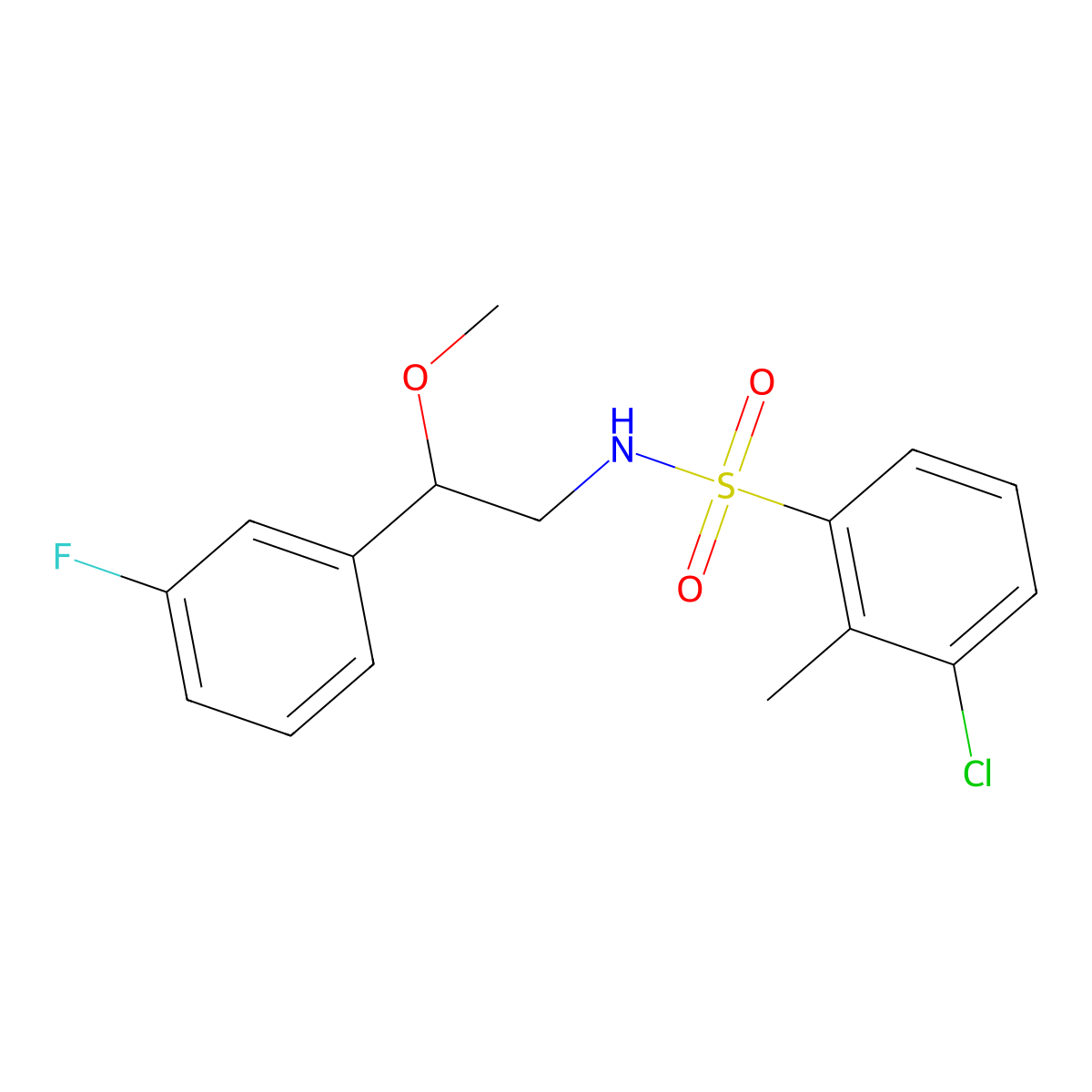 3-chloro-N-(2-(3-fluorophenyl)-2-methoxyethyl)-2-methylbenzenesulfonamide molecular structure, CAS 1797555-36-2