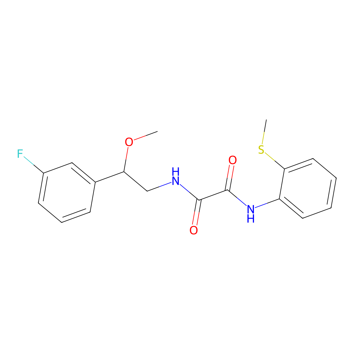 N1-(2-(3-fluorophenyl)-2-methoxyethyl)-N2-(2-(methylthio)phenyl)oxalamide molecular structure, CAS 1797555-81-7
