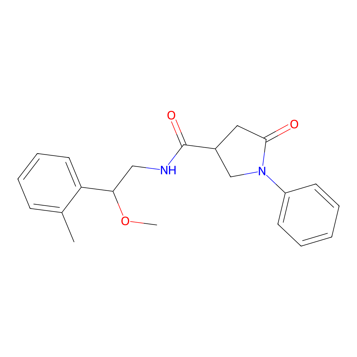 N-(2-methoxy-2-(o-tolyl)ethyl)-5-oxo-1-phenylpyrrolidine-3-carboxamide molecular structure, CAS 1797556-36-5