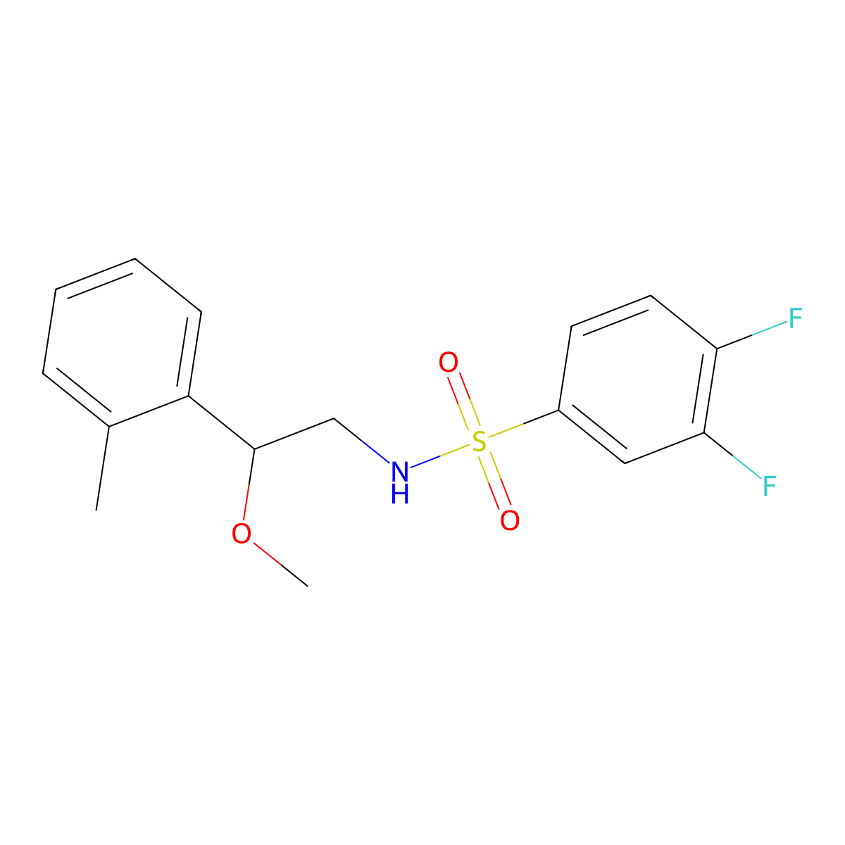 3,4-difluoro-N-(2-methoxy-2-(o-tolyl)ethyl)benzenesulfonamide molecular structure, CAS 1797556-57-0