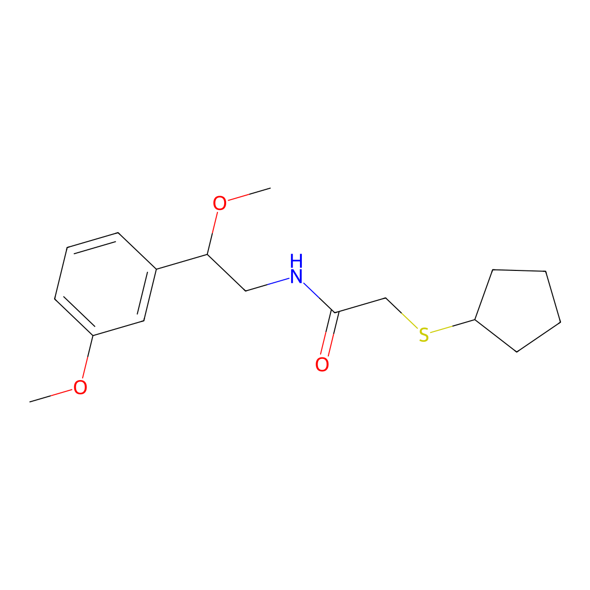 2-(cyclopentylthio)-N-(2-methoxy-2-(3-methoxyphenyl)ethyl)acetamide molecular structure, CAS 1797557-62-0