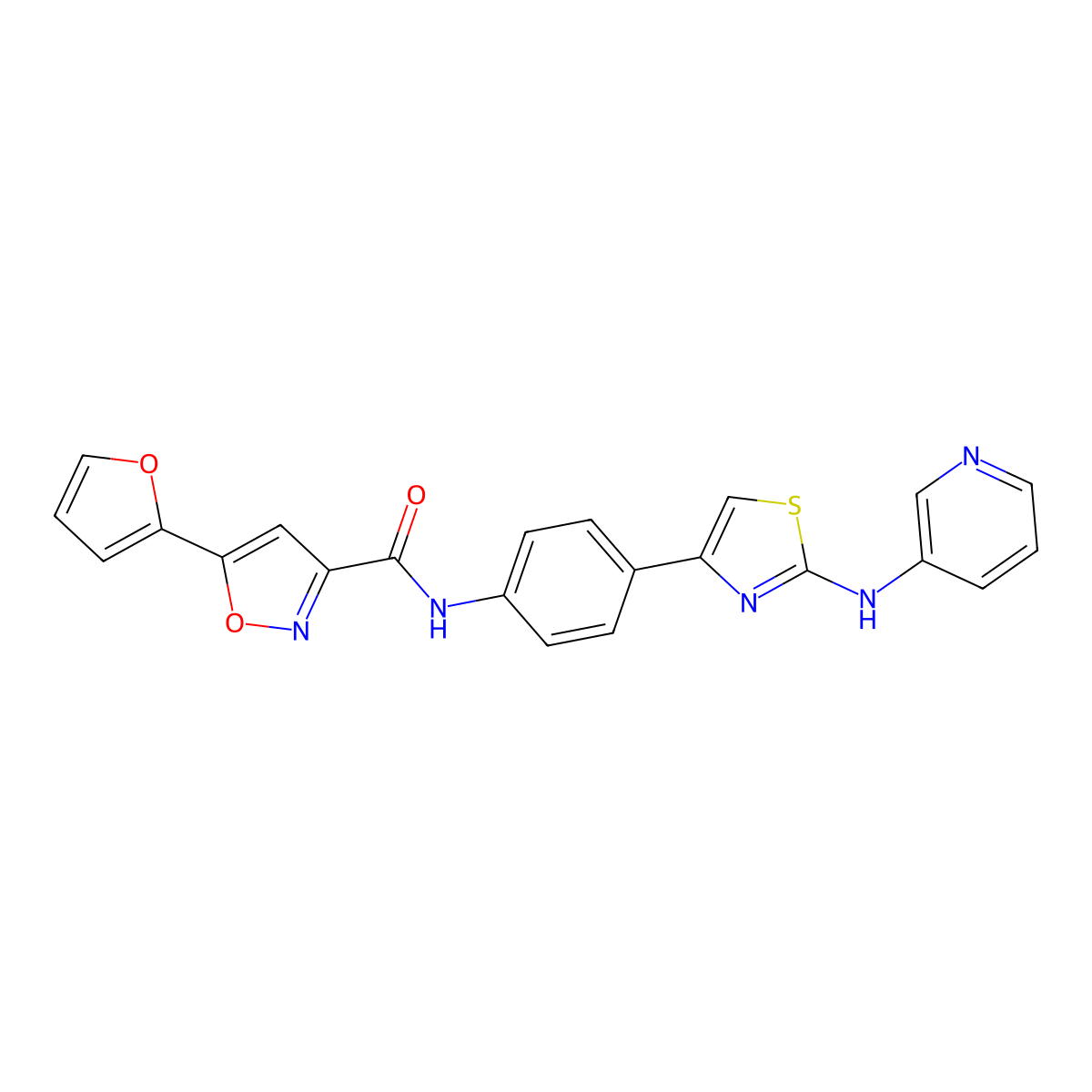 5-(furan-2-yl)-N-(4-(2-(pyridin-3-ylamino)thiazol-4-yl)phenyl)isoxazole-3-carboxamide molecular structure, CAS 1797557-78-8
