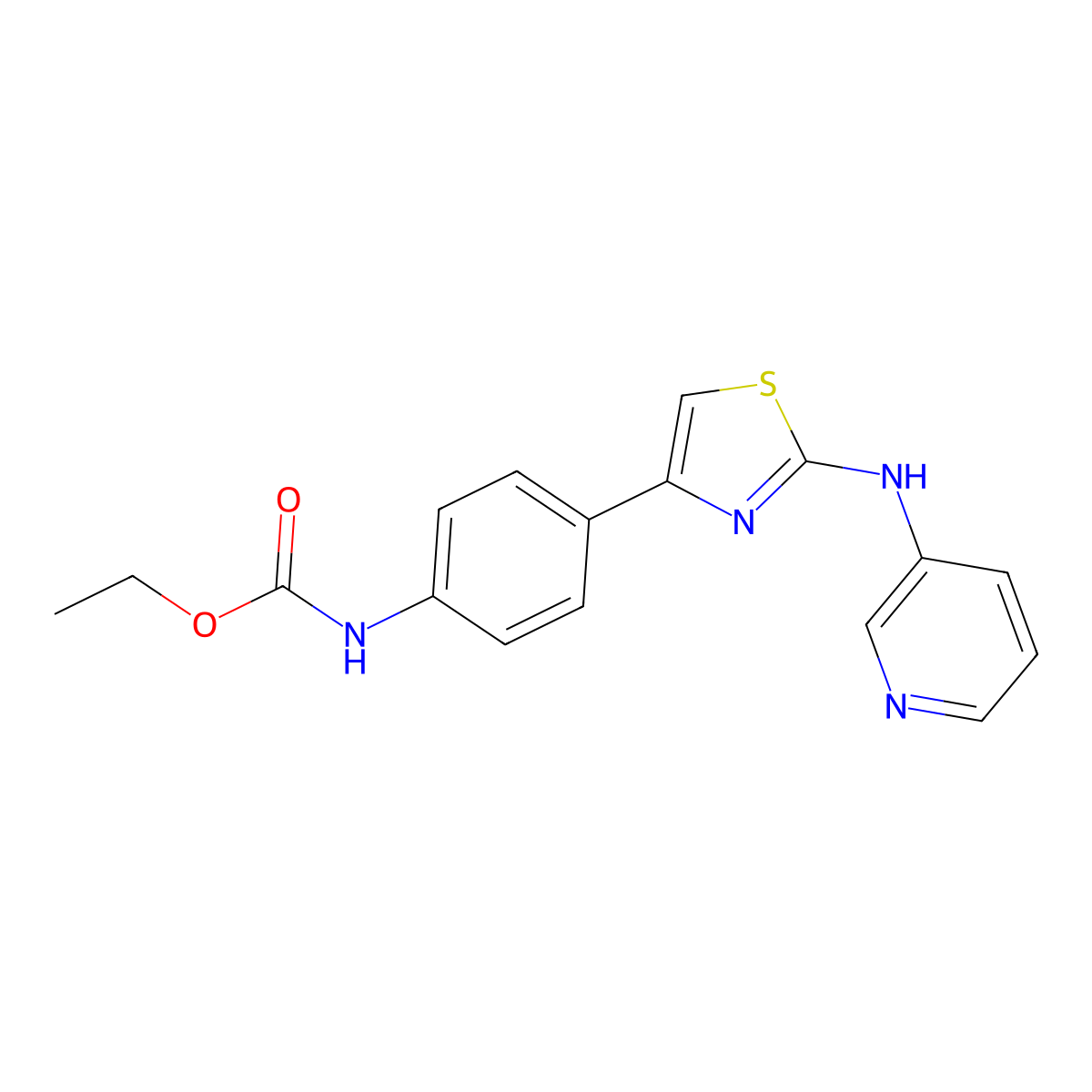 Ethyl (4-(2-(pyridin-3-ylamino)thiazol-4-yl)phenyl)carbamate molecular structure, CAS 1797558-01-0