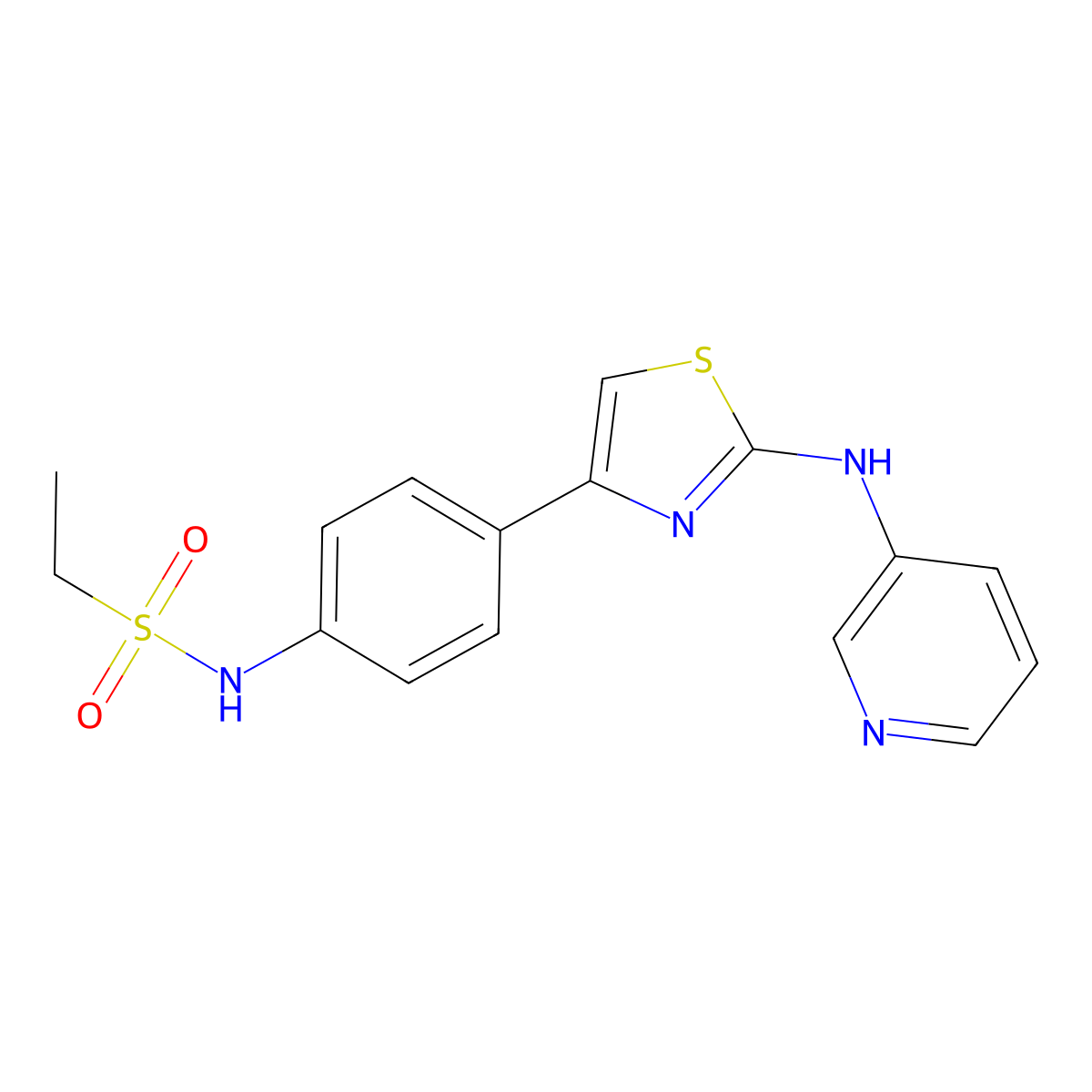 N-(4-(2-(pyridin-3-ylamino)thiazol-4-yl)phenyl)ethanesulfonamide molecular structure, CAS 1797558-20-3