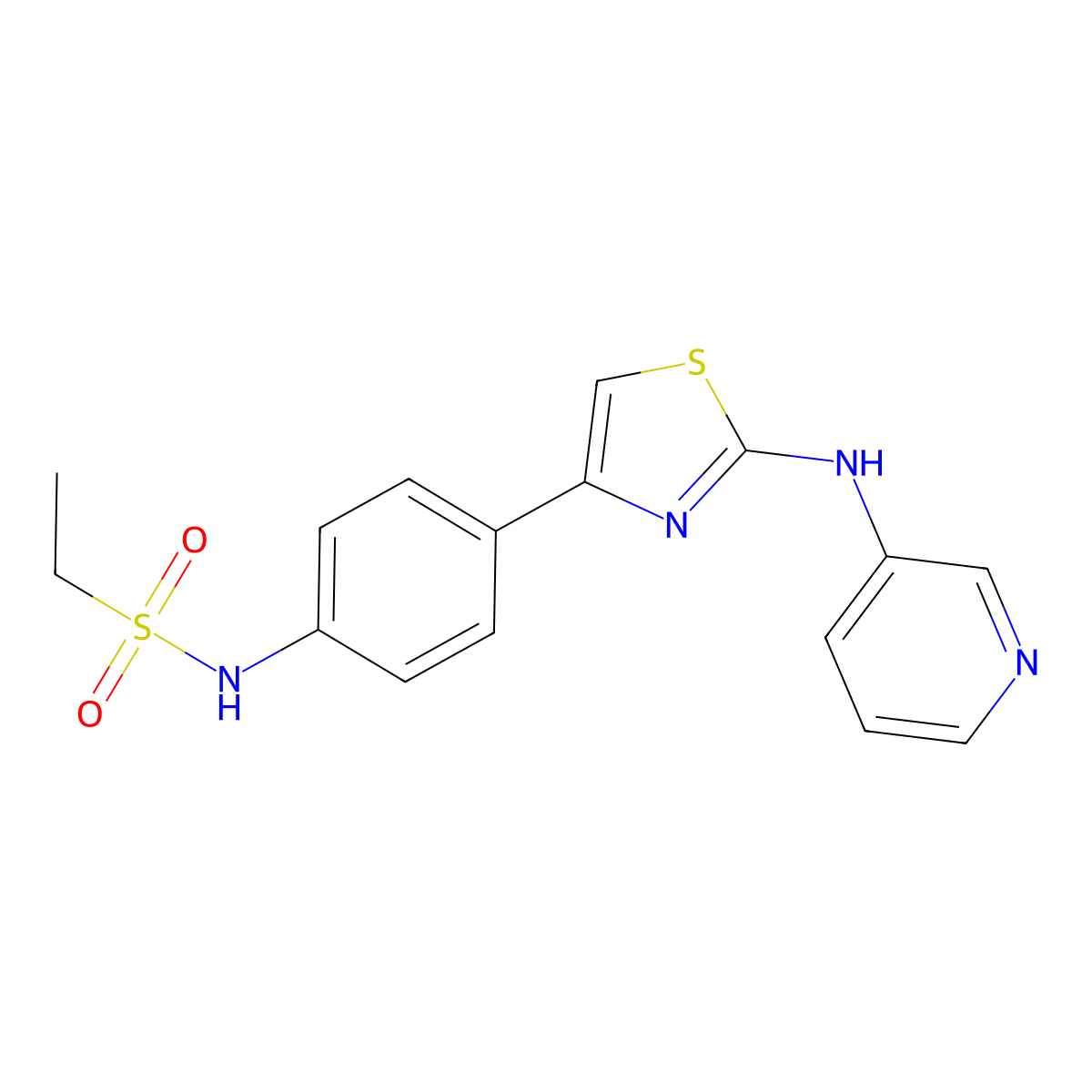 N-(4-(2-(pyridin-3-ylamino)thiazol-4-yl)phenyl)ethanesulfonamide molecular structure, CAS 1797558-20-3