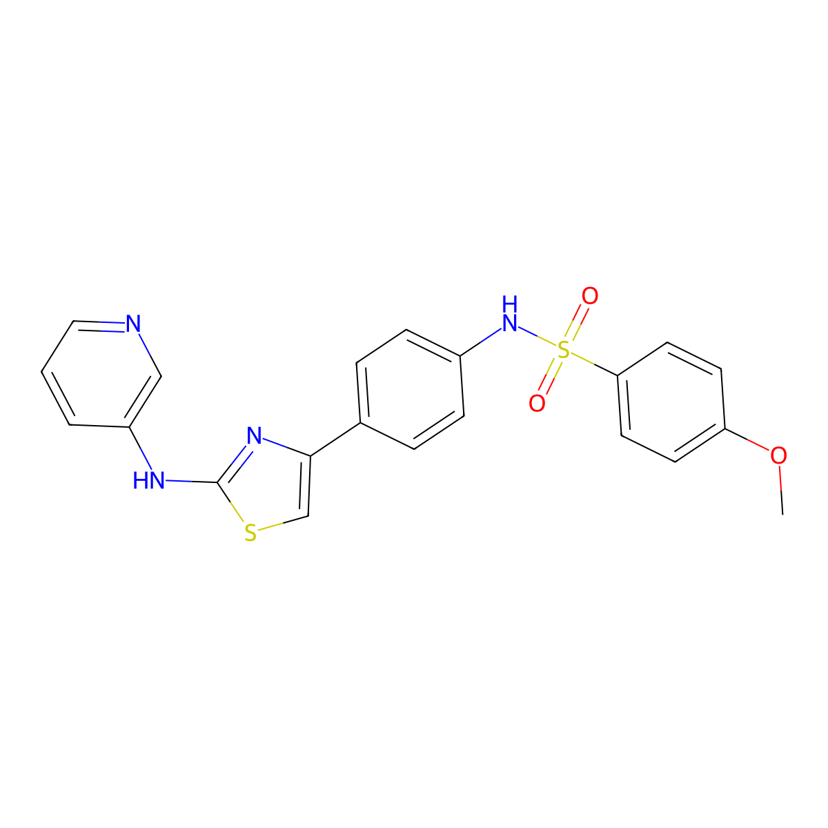 4-methoxy-N-(4-(2-(pyridin-3-ylamino)thiazol-4-yl)phenyl)benzenesulfonamide molecular structure, CAS 1797558-26-9