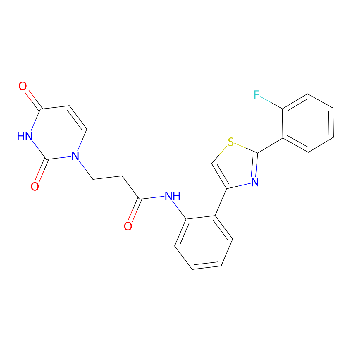 3-(2,4-dioxo-3,4-dihydropyrimidin-1(2H)-yl)-N-(2-(2-(2-fluorophenyl)thiazol-4-yl)phenyl)propanamide molecular structure, CAS 1797558-30-5