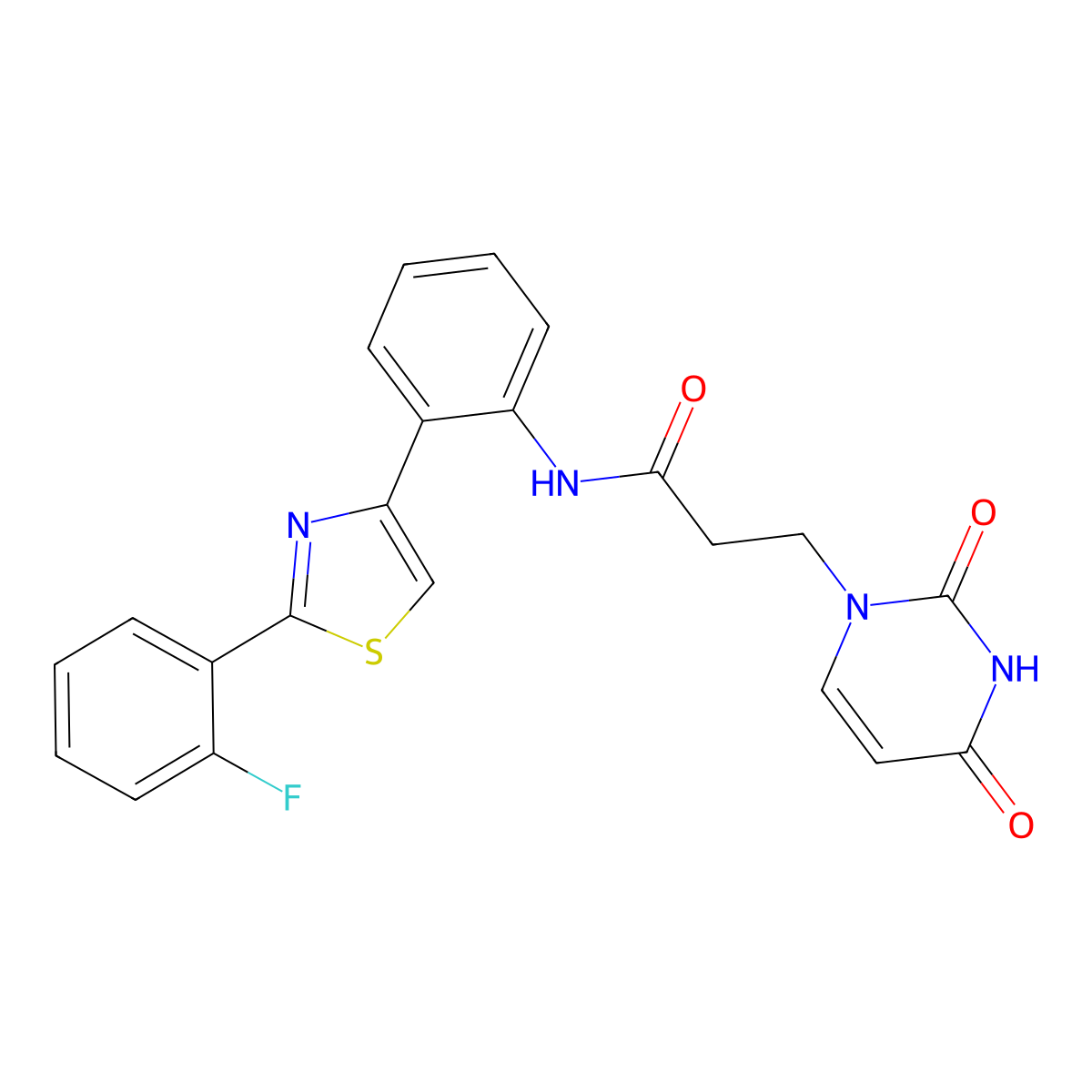 3-(2,4-dioxo-3,4-dihydropyrimidin-1(2H)-yl)-N-(2-(2-(2-fluorophenyl)thiazol-4-yl)phenyl)propanamide molecular structure, CAS 1797558-30-5
