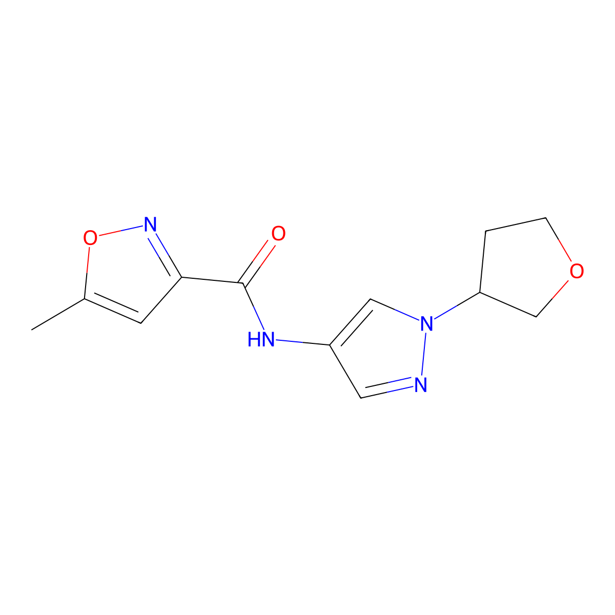 5-methyl-N-(1-(tetrahydrofuran-3-yl)-1H-pyrazol-4-yl)isoxazole-3-carboxamide molecular structure, CAS 1797558-75-8