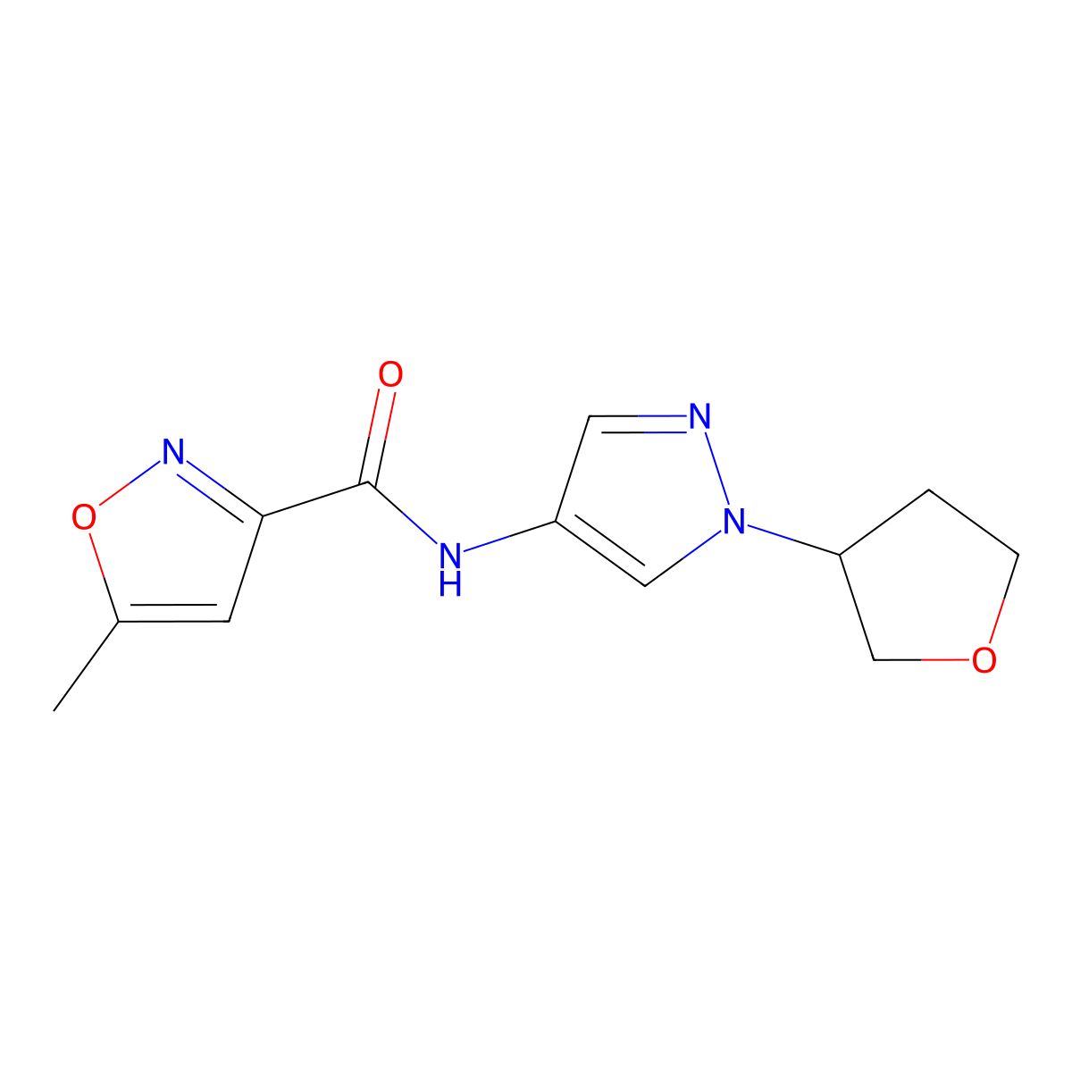 5-methyl-N-(1-(tetrahydrofuran-3-yl)-1H-pyrazol-4-yl)isoxazole-3-carboxamide molecular structure, CAS 1797558-75-8