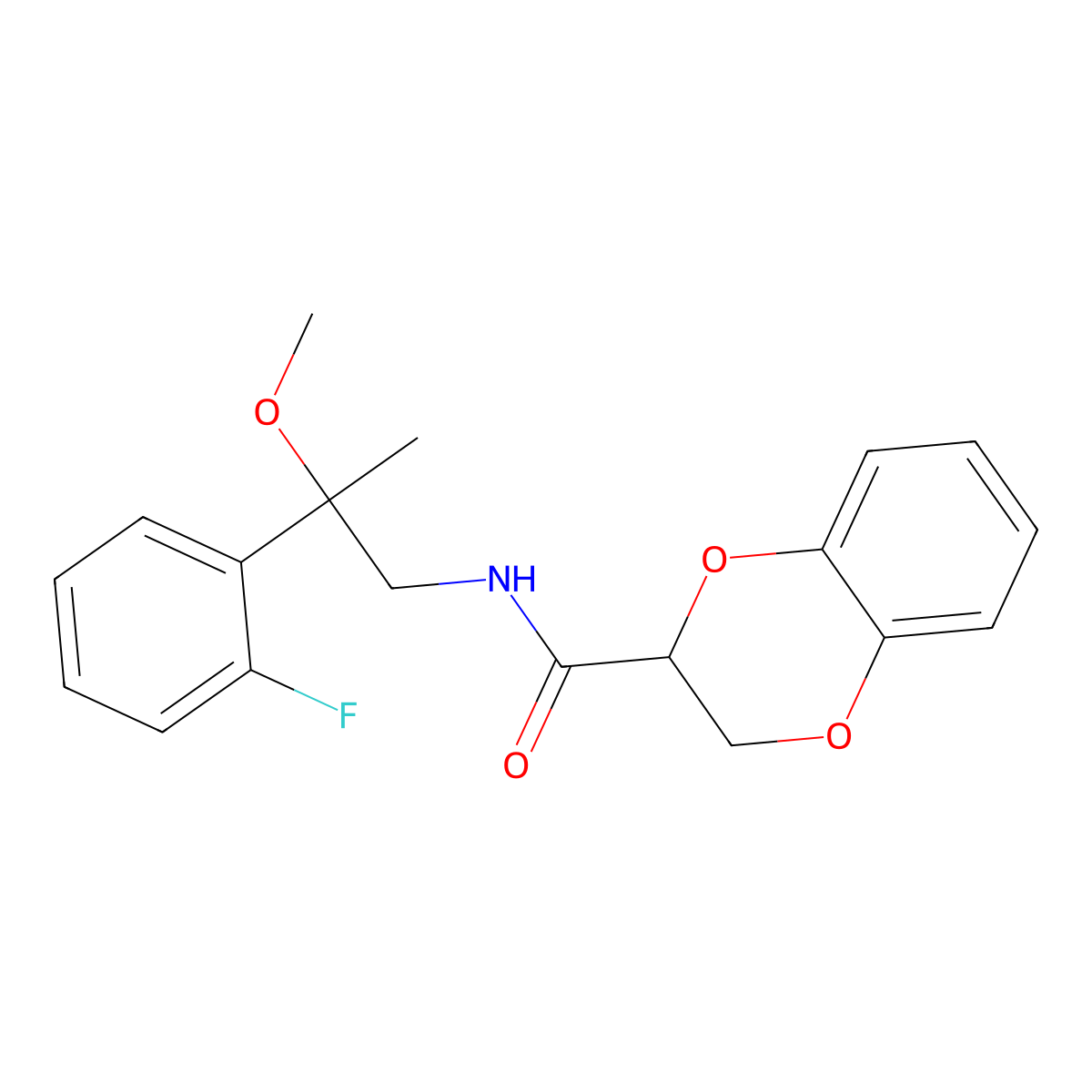 N-[2-(2-Fluorophenyl)-2-methoxypropyl]-2,3-dihydro-1,4-benzodioxine-2-carboxamide molecular structure, CAS 1797558-81-6