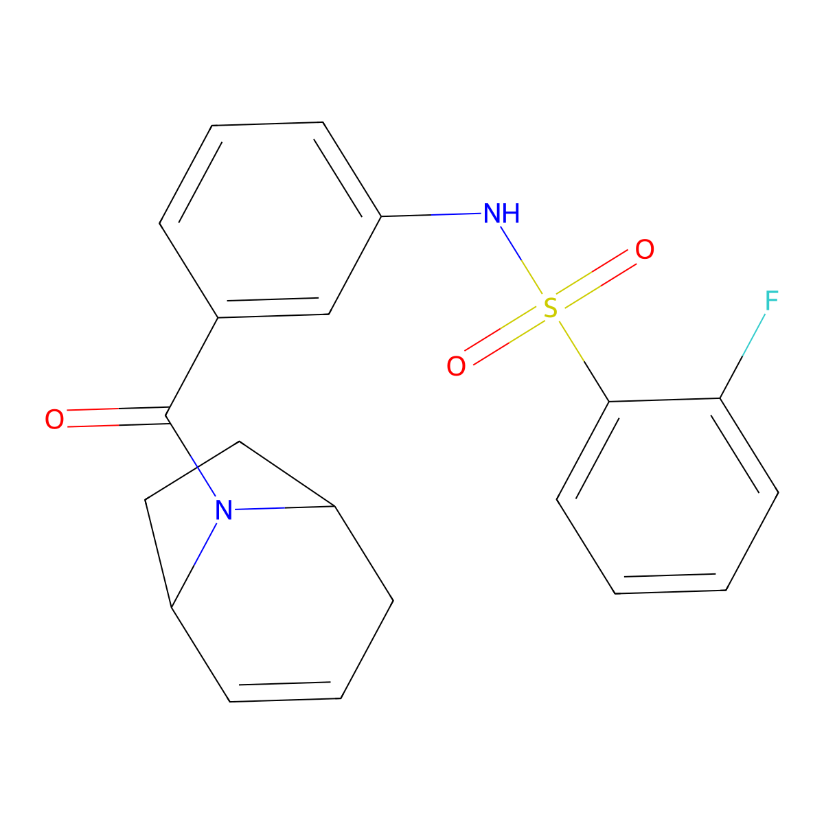 N-(3-((1R,5S)-8-azabicyclo[3.2.1]oct-2-ene-8-carbonyl)phenyl)-2-fluorobenzenesulfonamide molecular structure, CAS 1797558-86-1