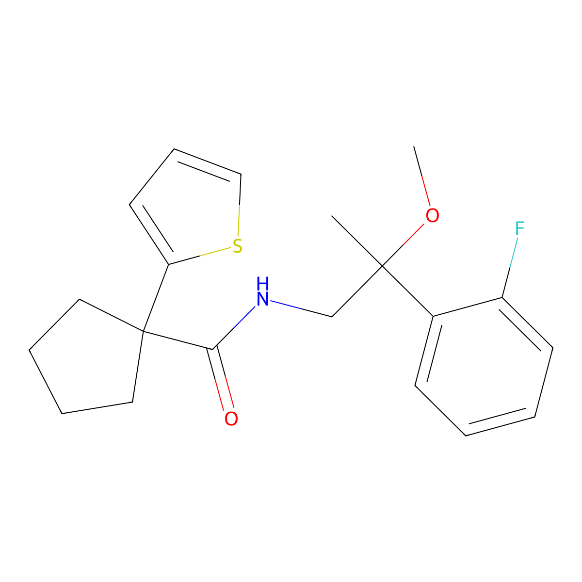N-(2-(2-fluorophenyl)-2-methoxypropyl)-1-(thiophen-2-yl)cyclopentanecarboxamide molecular structure, CAS 1797558-87-2
