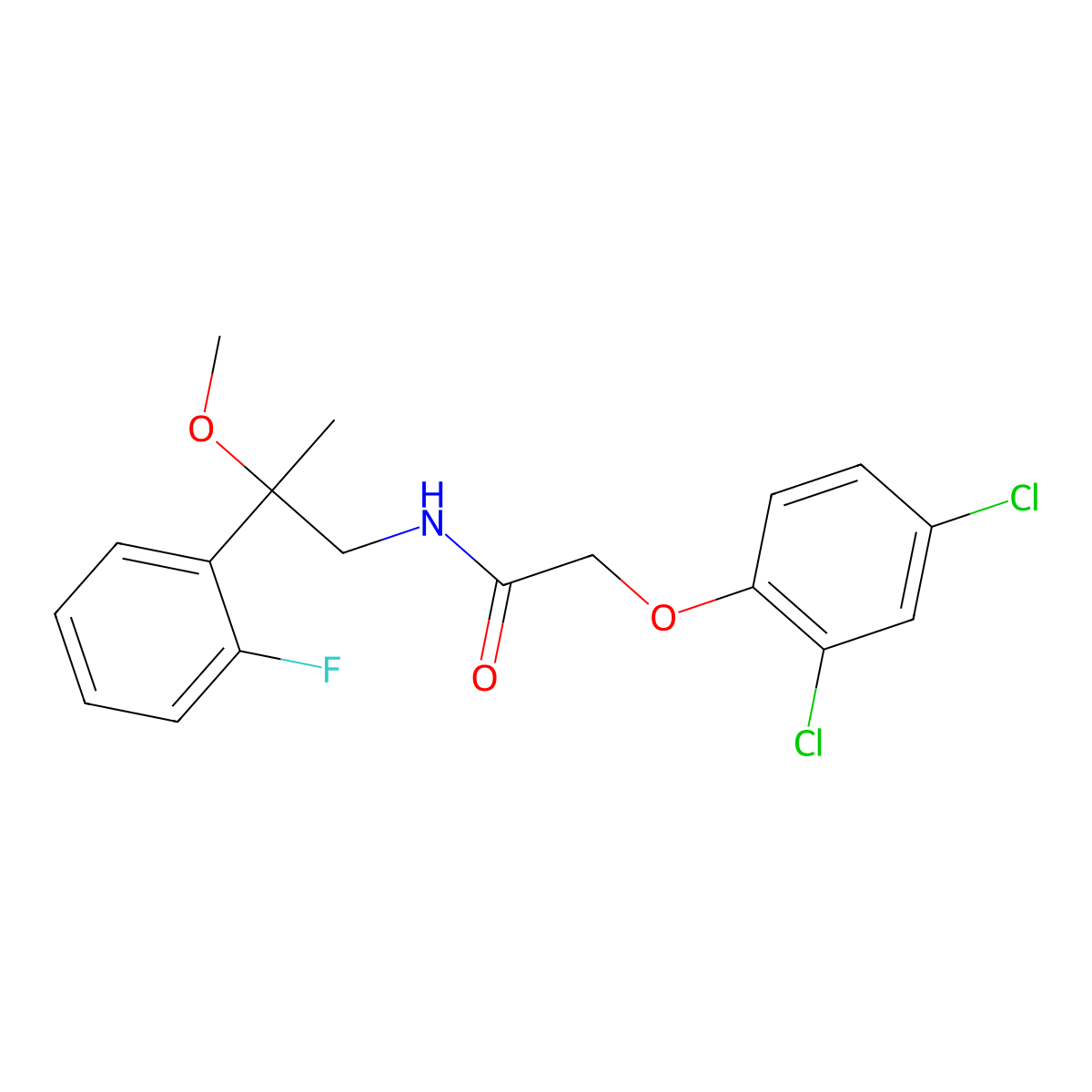 2-(2,4-Dichlorophenoxy)-N-[2-(2-fluorophenyl)-2-methoxypropyl]acetamide molecular structure, CAS 1797558-97-4