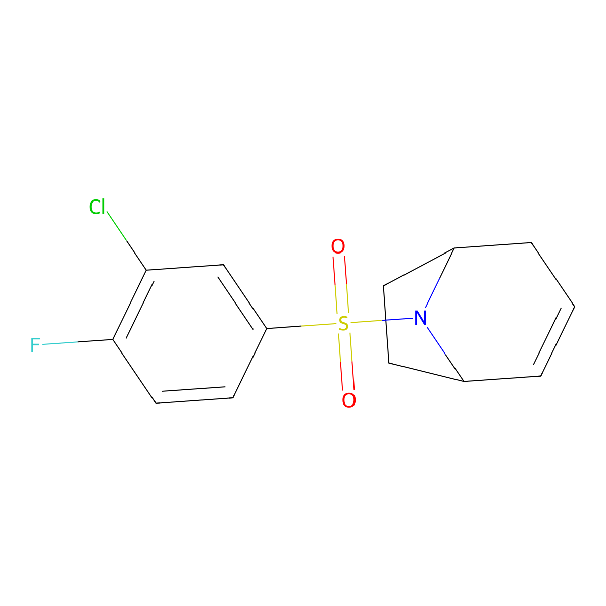 (1R,5S)-8-((3-chloro-4-fluorophenyl)sulfonyl)-8-azabicyclo[3.2.1]oct-2-ene molecular structure, CAS 1797559-45-5