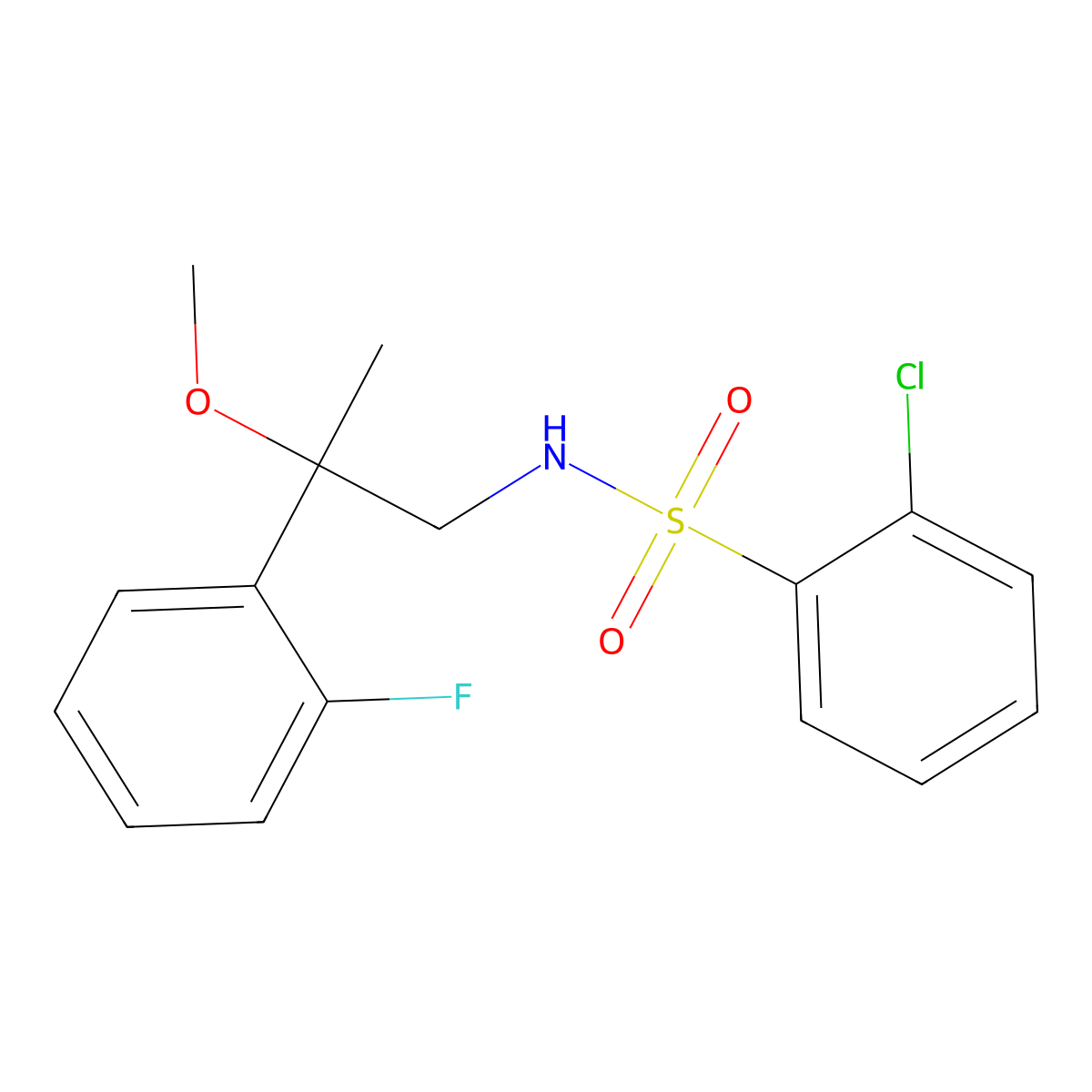 2-chloro-N-(2-(2-fluorophenyl)-2-methoxypropyl)benzenesulfonamide molecular structure, CAS 1797559-46-6