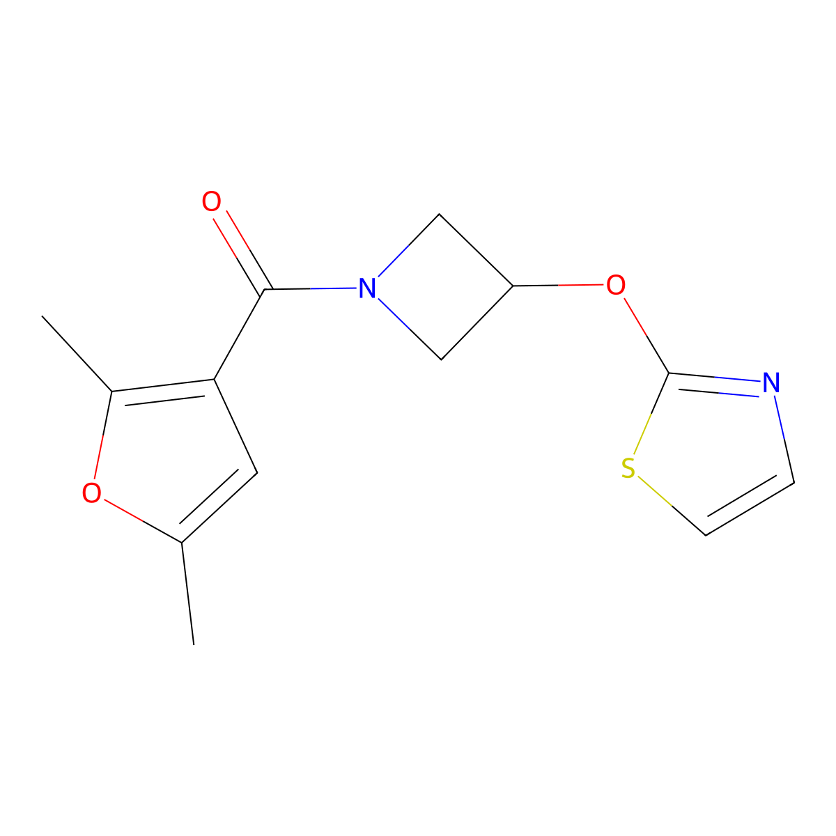 (2,5-Dimethylfuran-3-yl)(3-(thiazol-2-yloxy)azetidin-1-yl)methanone molecular structure, CAS 1797559-51-3
