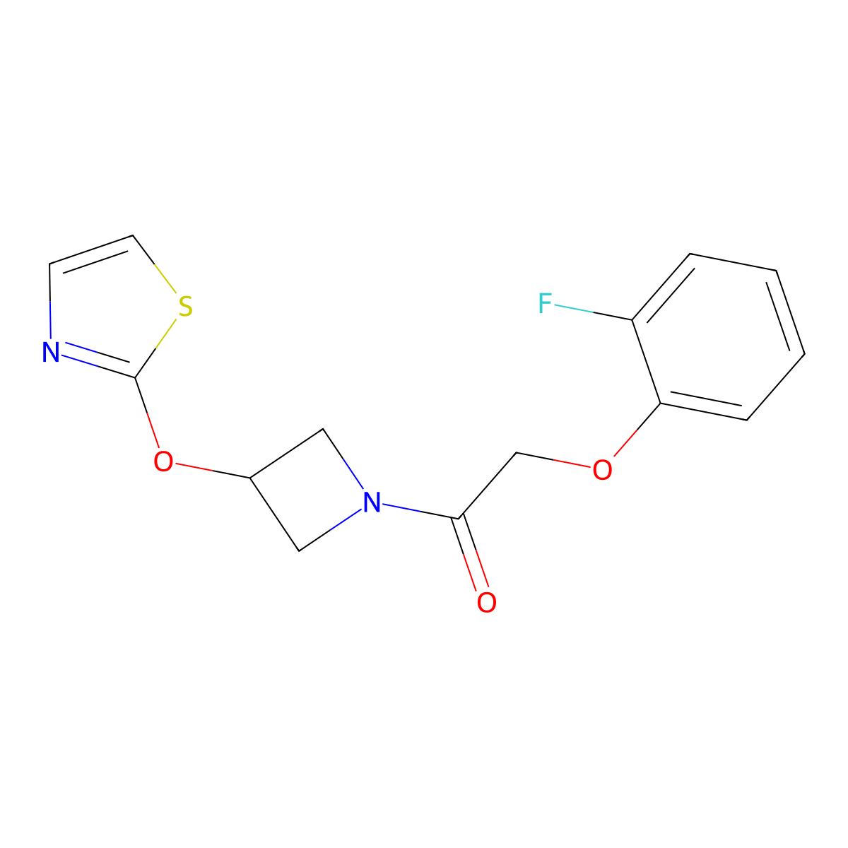 2-(2-Fluorophenoxy)-1-(3-(thiazol-2-yloxy)azetidin-1-yl)ethanone molecular structure, CAS 1797559-58-0