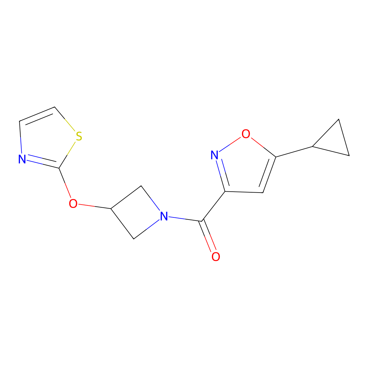 (5-Cyclopropylisoxazol-3-yl)(3-(thiazol-2-yloxy)azetidin-1-yl)methanone molecular structure, CAS 1797559-65-9