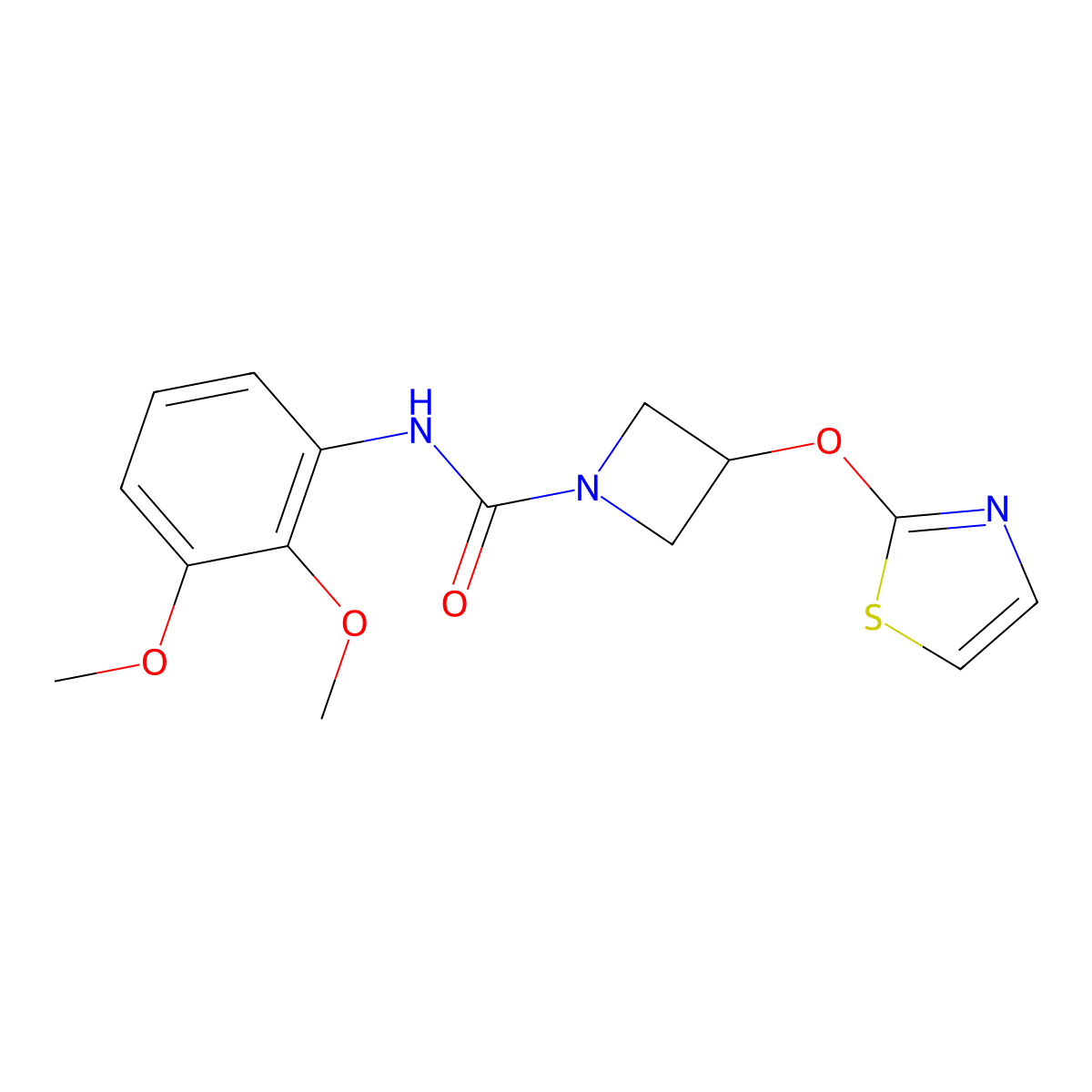 N-(2,3-dimethoxyphenyl)-3-(thiazol-2-yloxy)azetidine-1-carboxamide molecular structure, CAS 1797559-94-4