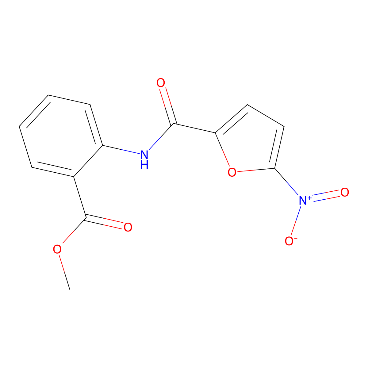 Methyl 2-{[(5-nitrofuran-2-yl)carbonyl]amino}benzoate molecular structure, CAS 179756-94-6