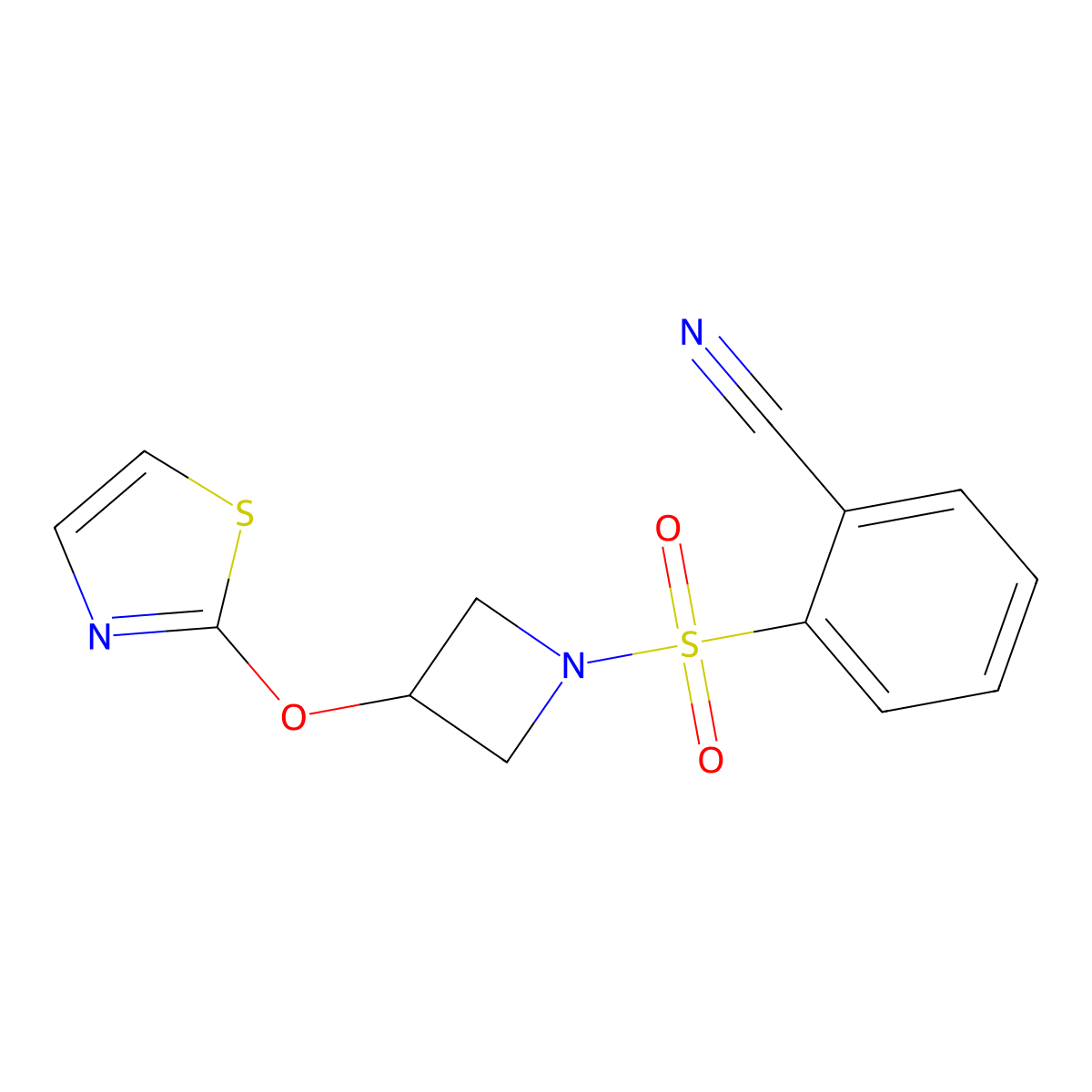 2-((3-(Thiazol-2-yloxy)azetidin-1-yl)sulfonyl)benzonitrile molecular structure, CAS 1797560-01-0