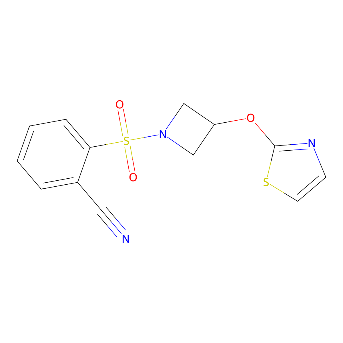 2-((3-(Thiazol-2-yloxy)azetidin-1-yl)sulfonyl)benzonitrile molecular structure, CAS 1797560-01-0