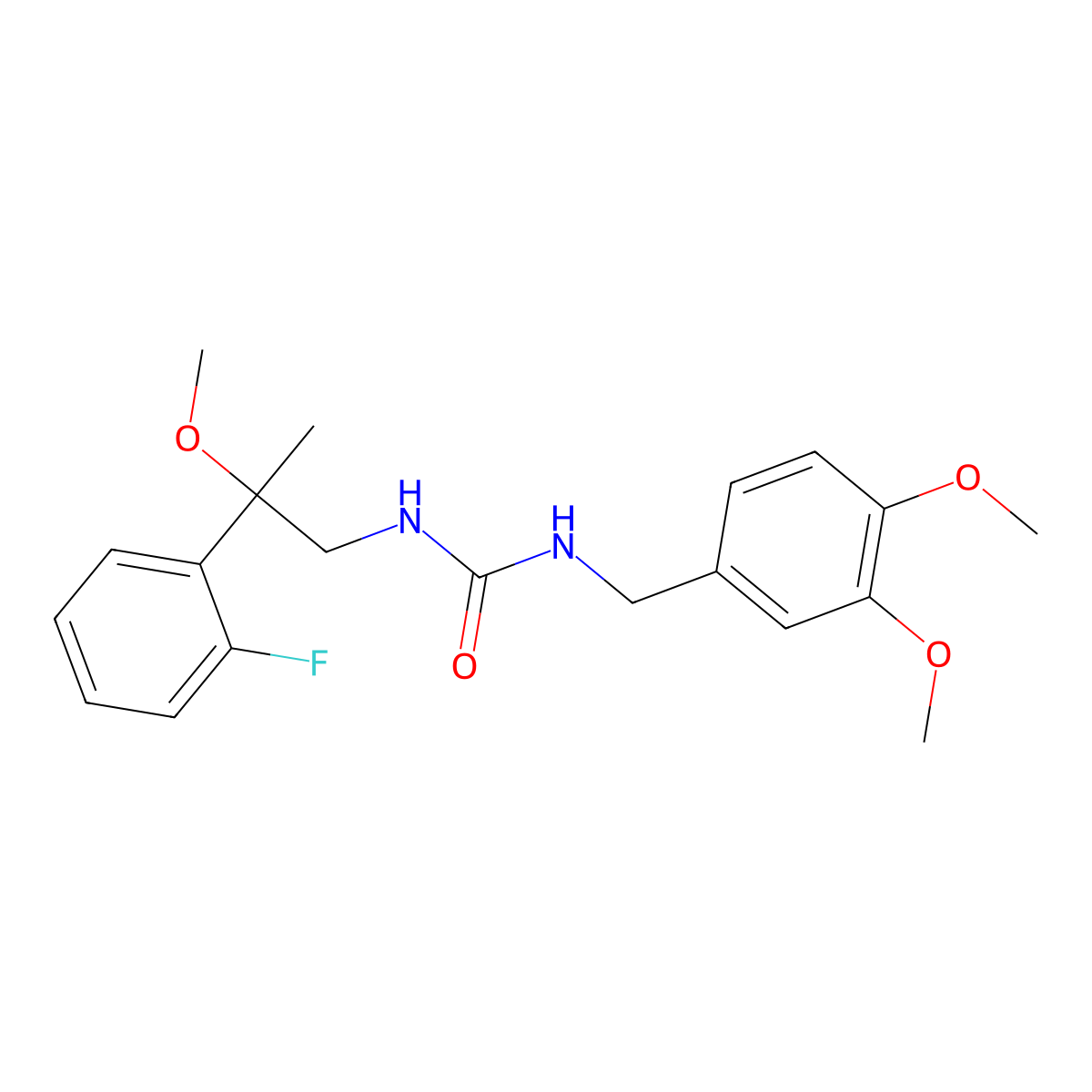 1-(3,4-Dimethoxybenzyl)-3-(2-(2-fluorophenyl)-2-methoxypropyl)urea molecular structure, CAS 1797560-11-2