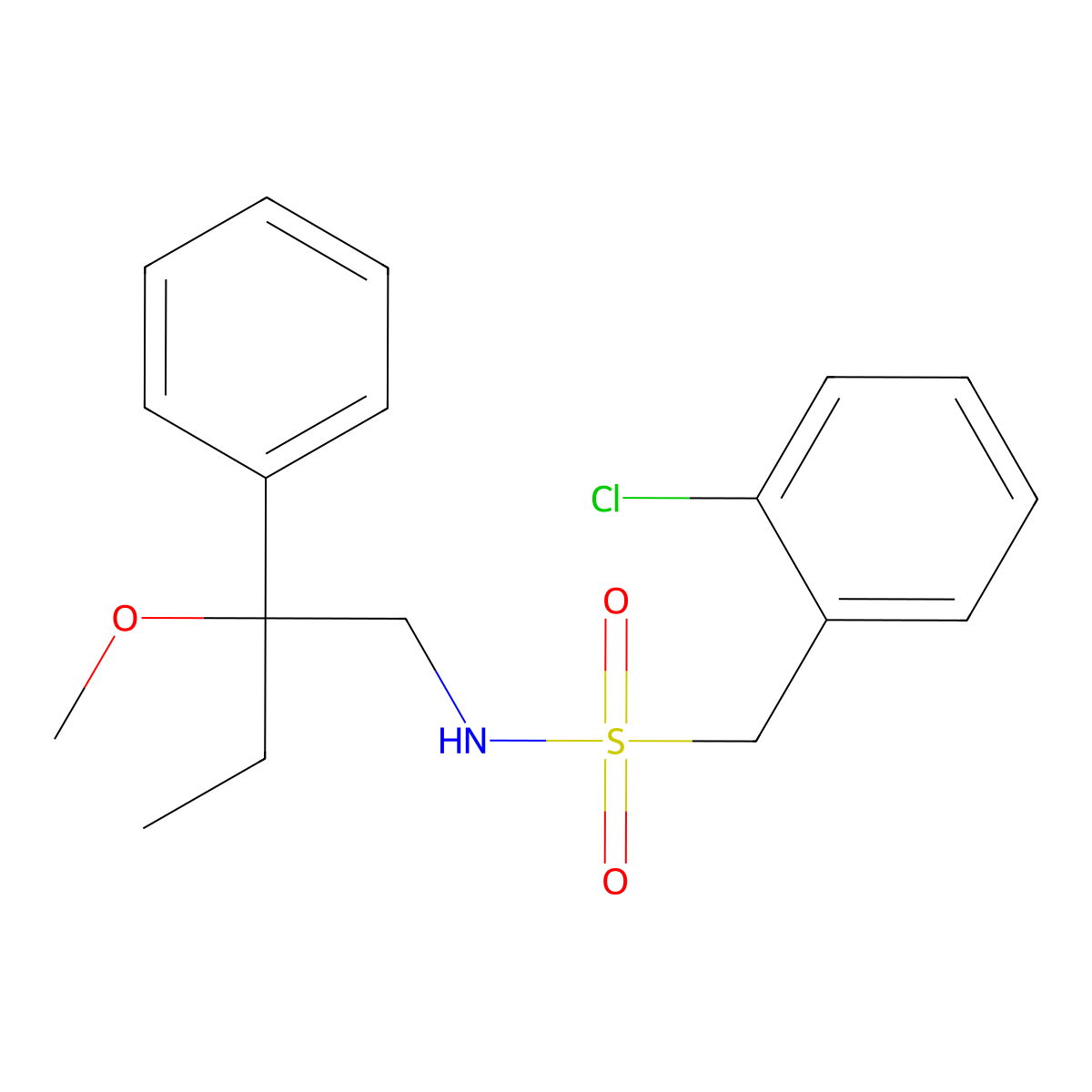 1-(2-chlorophenyl)-N-(2-methoxy-2-phenylbutyl)methanesulfonamide molecular structure, CAS 1797560-35-0