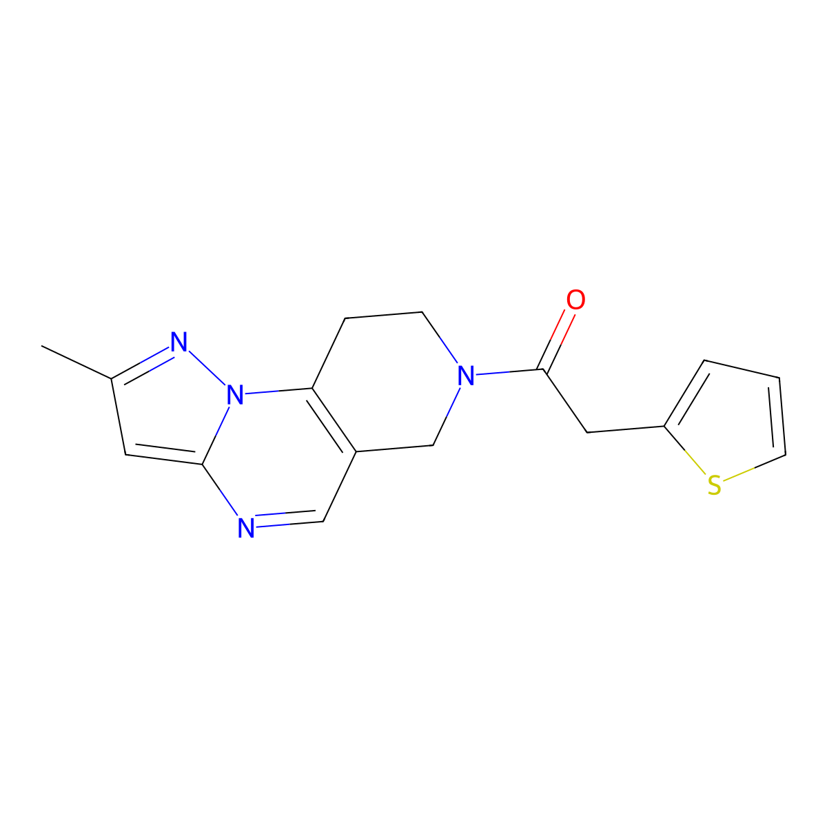 1-{4-Methyl-2,3,7,11-tetraazatricyclo[7.4.0.0^{2,6}]trideca-1(9),3,5,7-tetraen-11-yl}-2-(thiophen-2-yl)ethan-1-one molecular structure, CAS 1797560-64-5