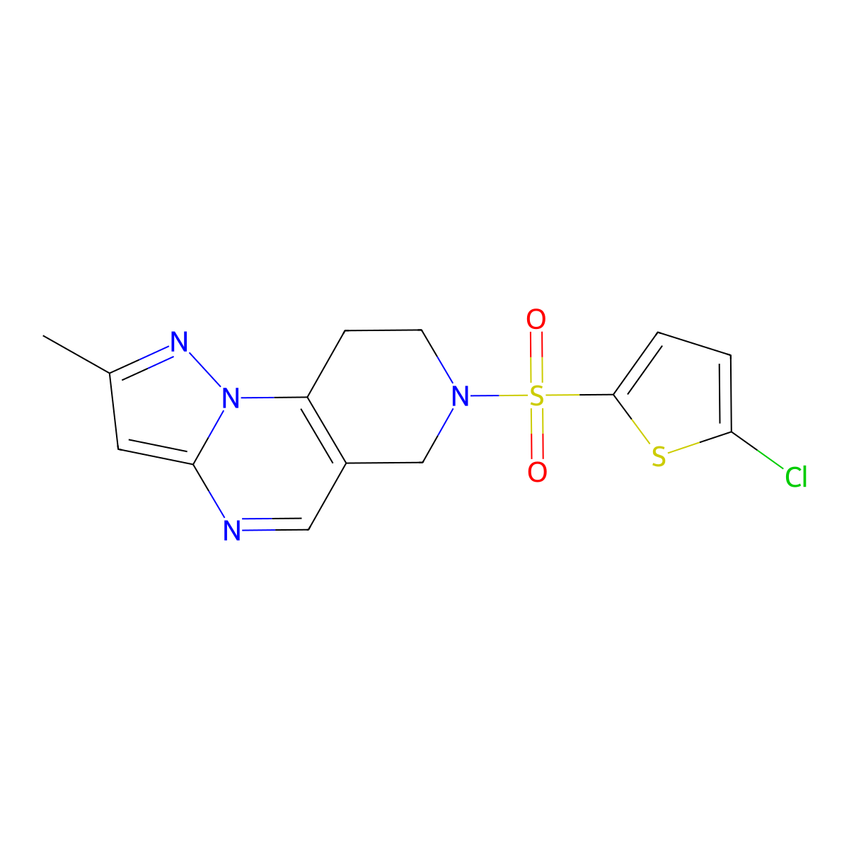 7-((5-Chlorothiophen-2-yl)sulfonyl)-2-methyl-6,7,8,9-tetrahydropyrazolo[1,5-a]pyrido[3,4-e]pyrimidine molecular structure, CAS 1797561-47-7