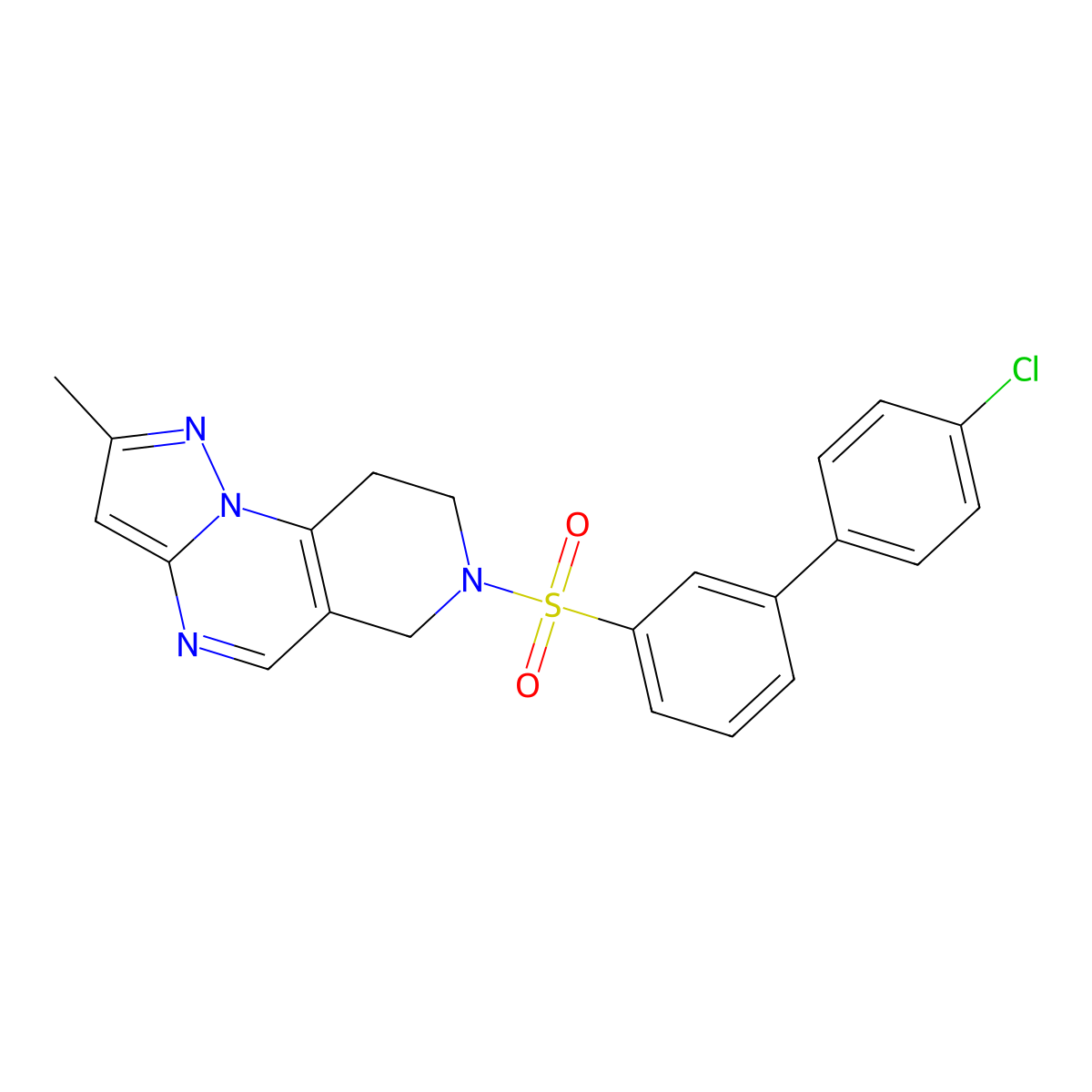7-((4'-Chloro-[1,1'-biphenyl]-3-yl)sulfonyl)-2-methyl-6,7,8,9-tetrahydropyrazolo[1,5-a]pyrido[3,4-e]pyrimidine molecular structure, CAS 1797561-57-9