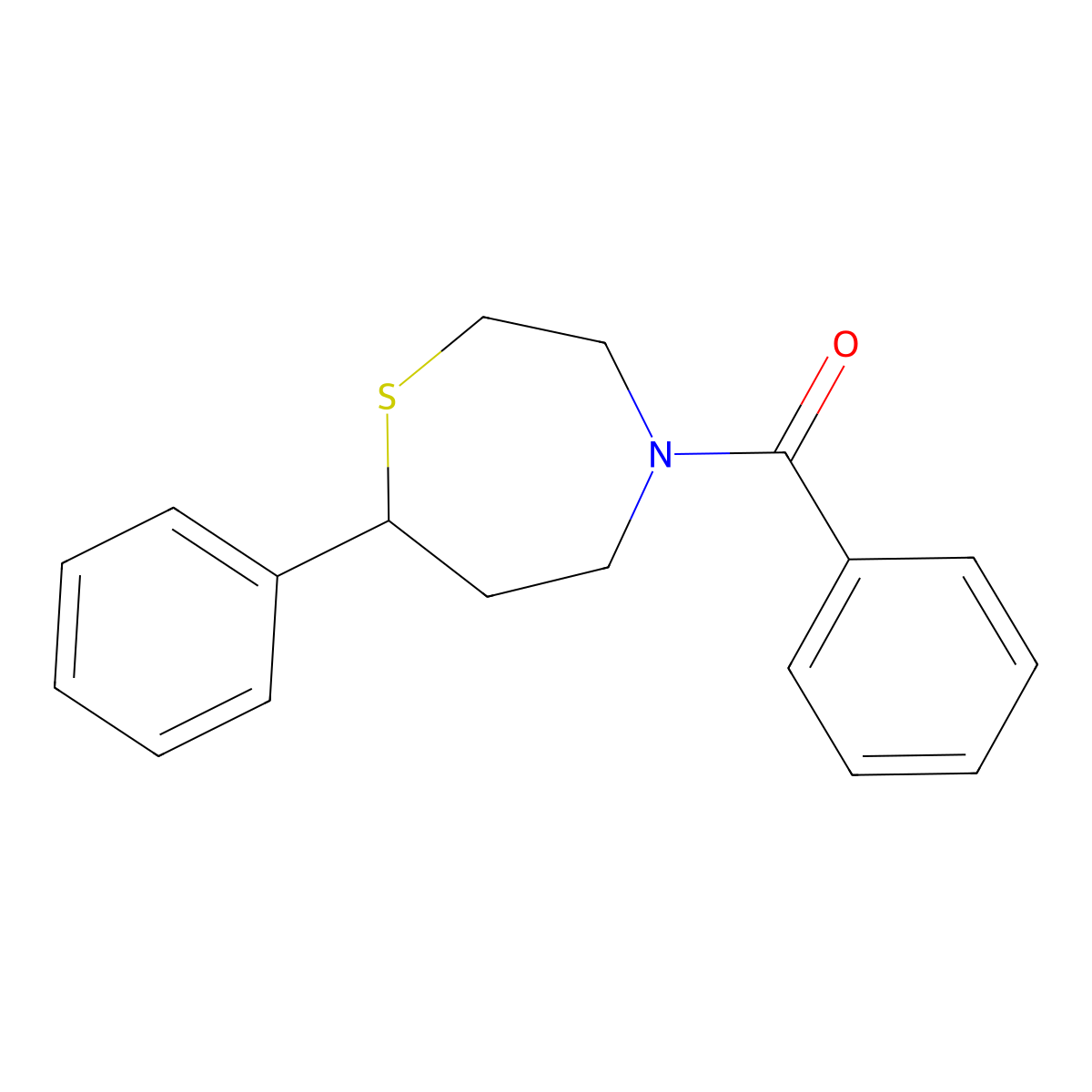 Phenyl(7-phenyl-1,4-thiazepan-4-yl)methanone molecular structure, CAS 1797562-09-4
