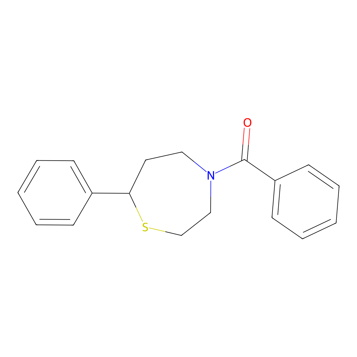 Phenyl(7-phenyl-1,4-thiazepan-4-yl)methanone molecular structure, CAS 1797562-09-4