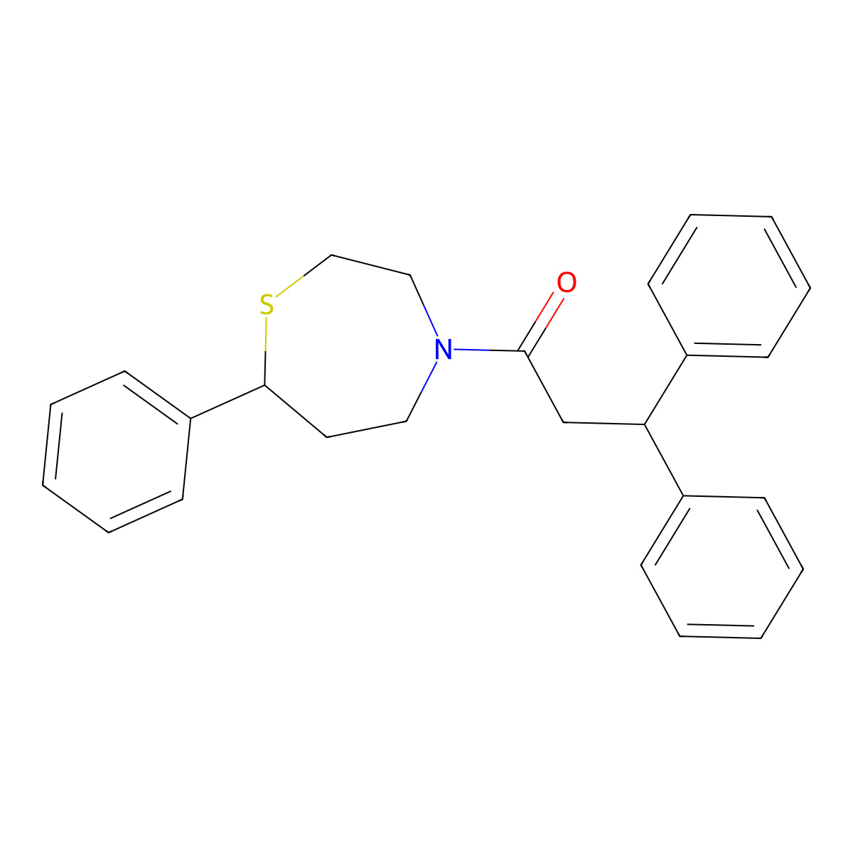 3,3-Diphenyl-1-(7-phenyl-1,4-thiazepan-4-yl)propan-1-one molecular structure, CAS 1797562-15-2